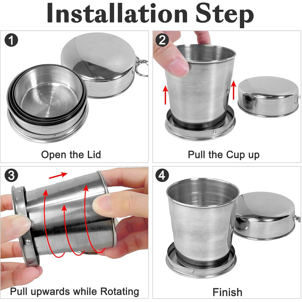 5OZ Foldable Stainless Steel Cup with Key Chain