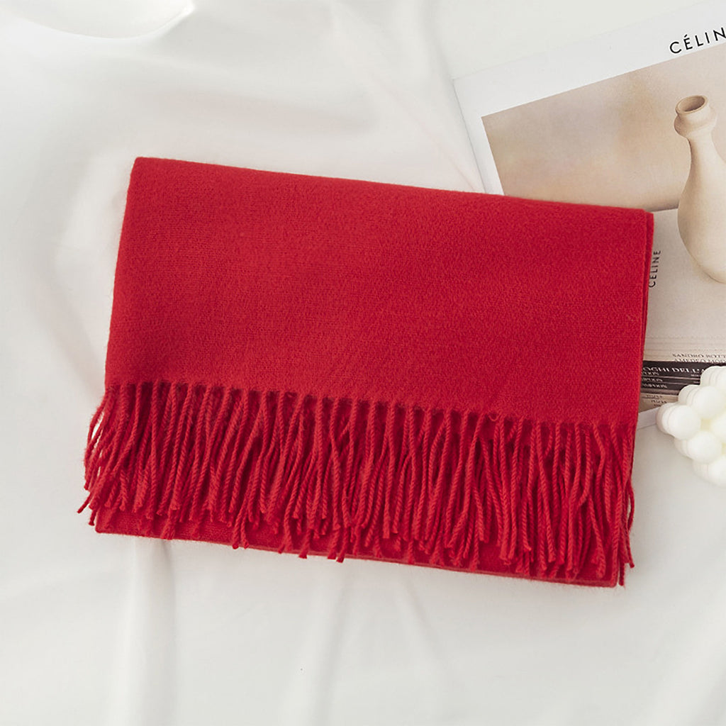 Solid Color Fringe Scarf