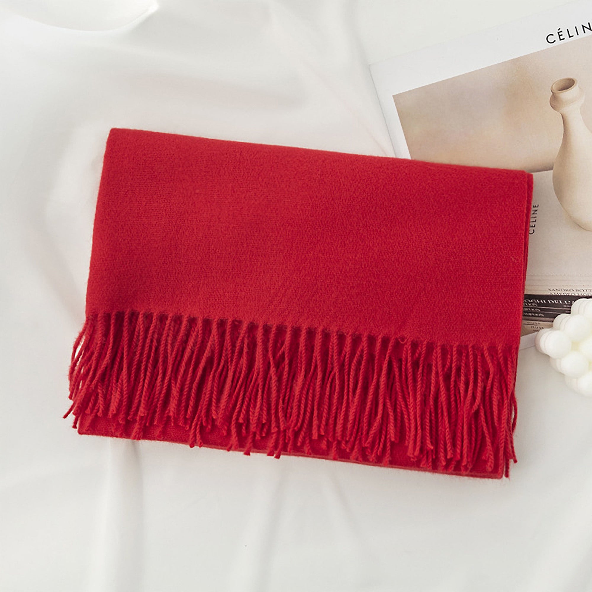 Solid Color Fringe Scarf