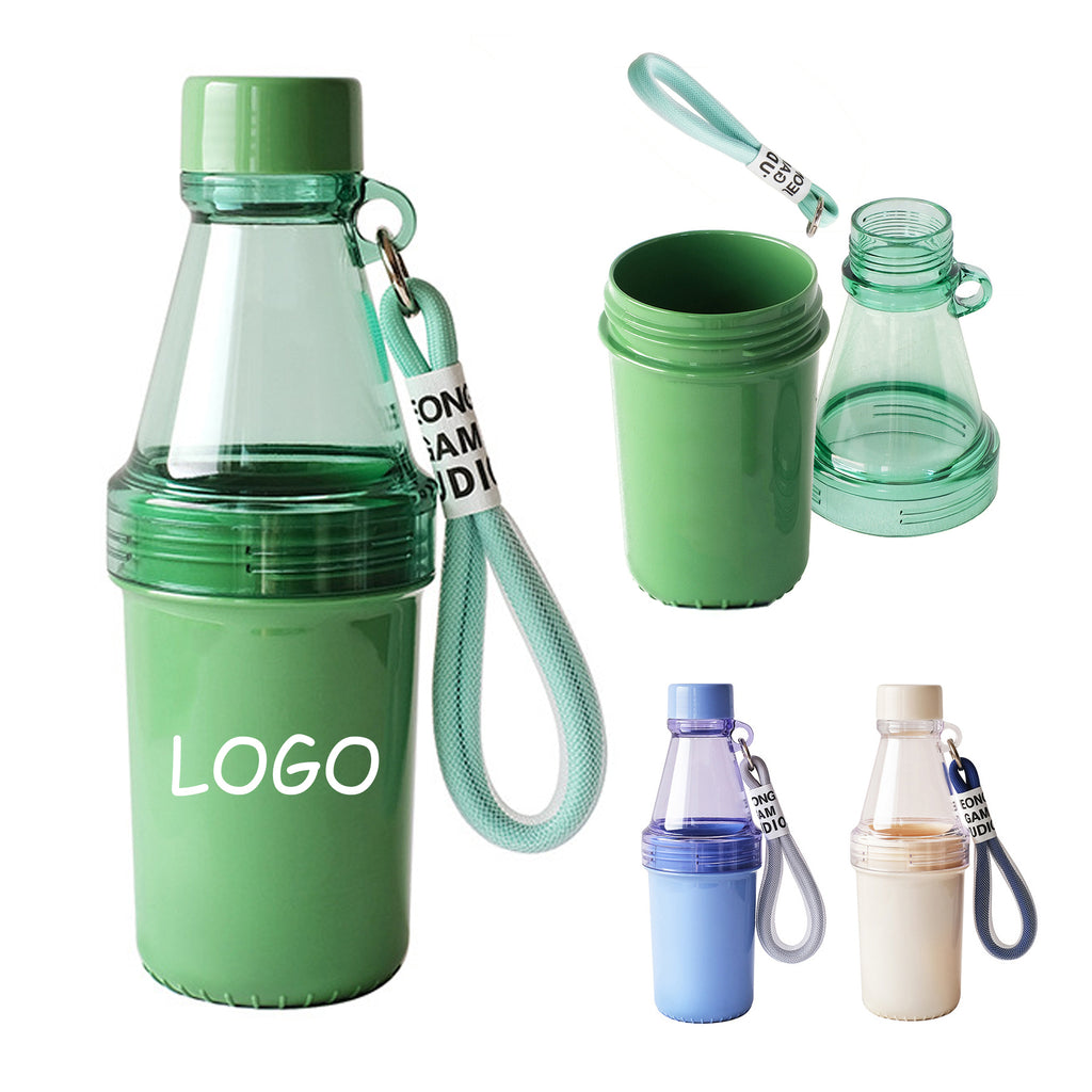 18oz Detachable Plastic Sports Water Bottle With Cord Handle