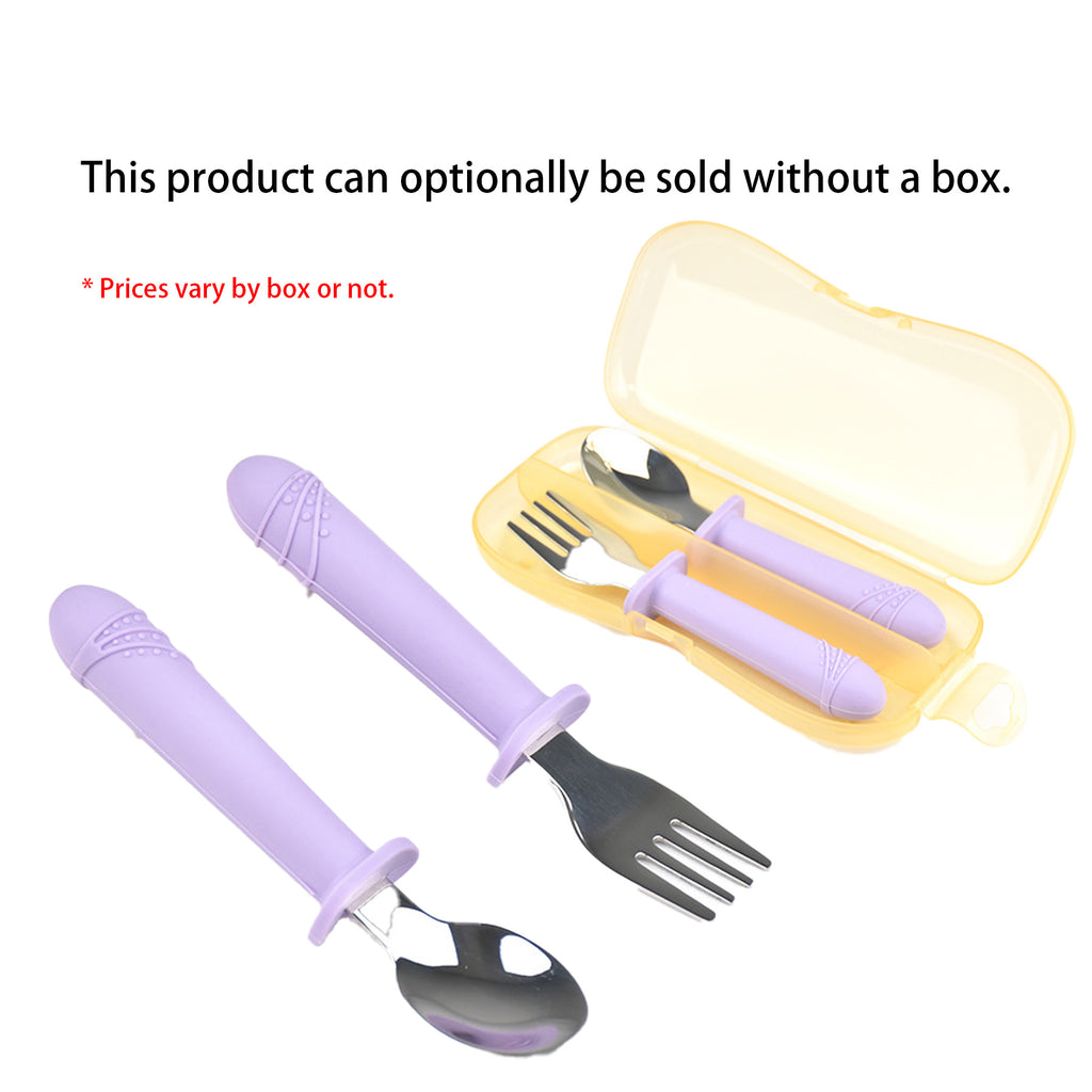 Fork And Spoon Set With Silicone Handle