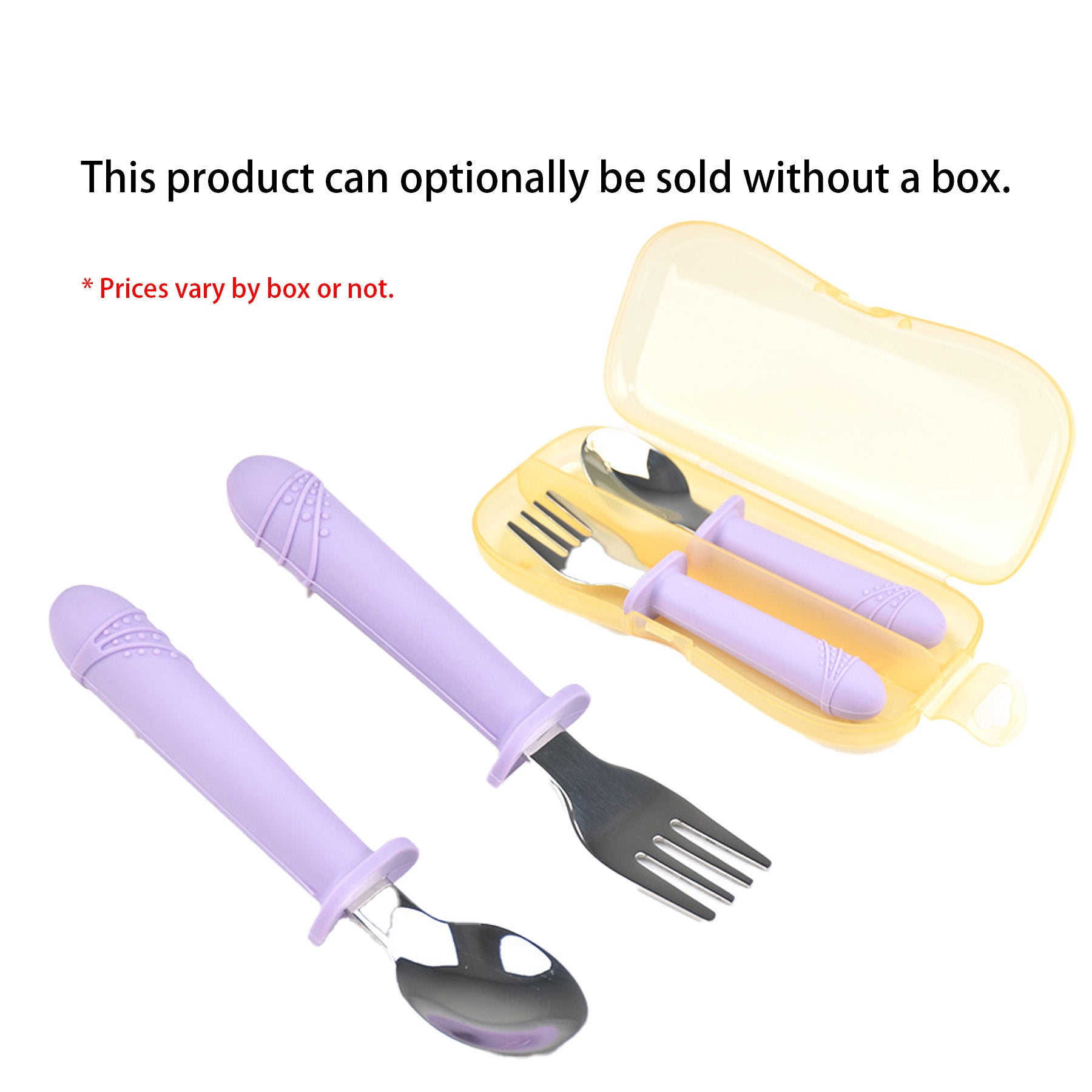 Fork And Spoon Set With Silicone Handle