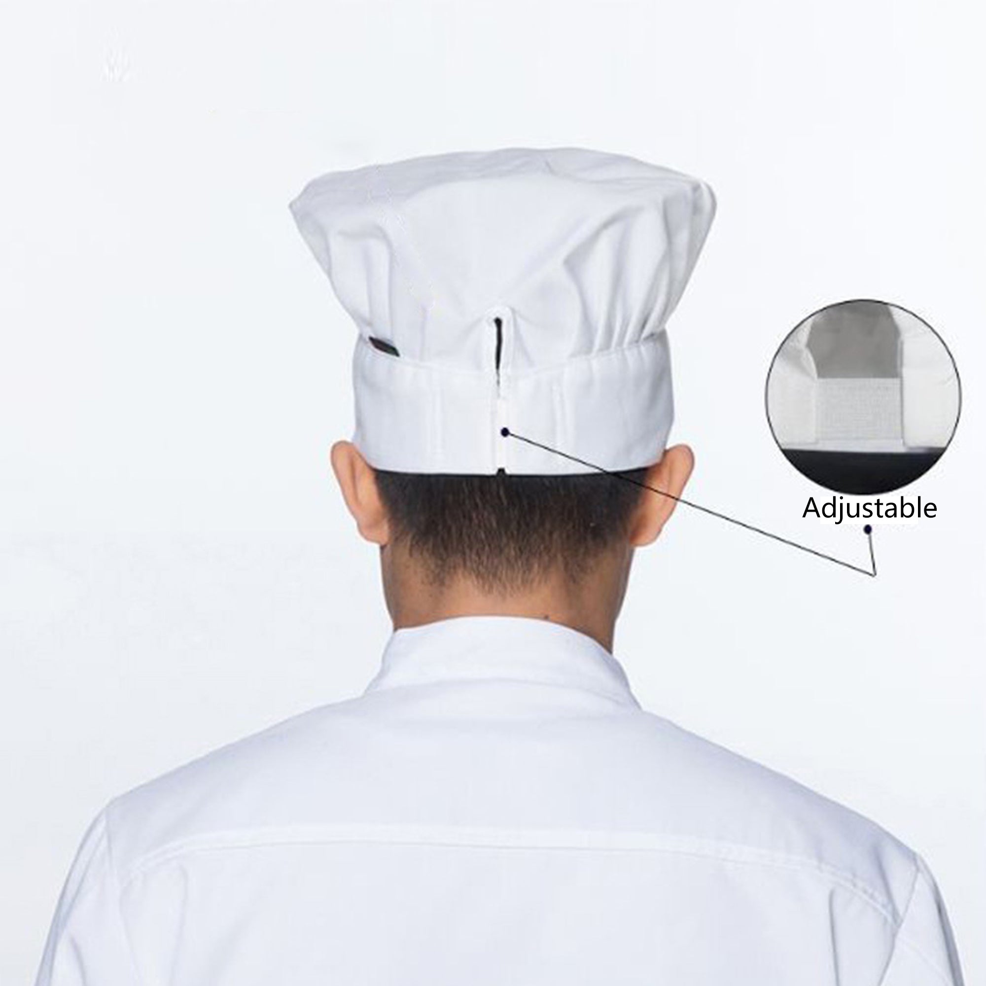 Chef Hat For Adult Elastic Band Adjustable Kitchen Baker Cap