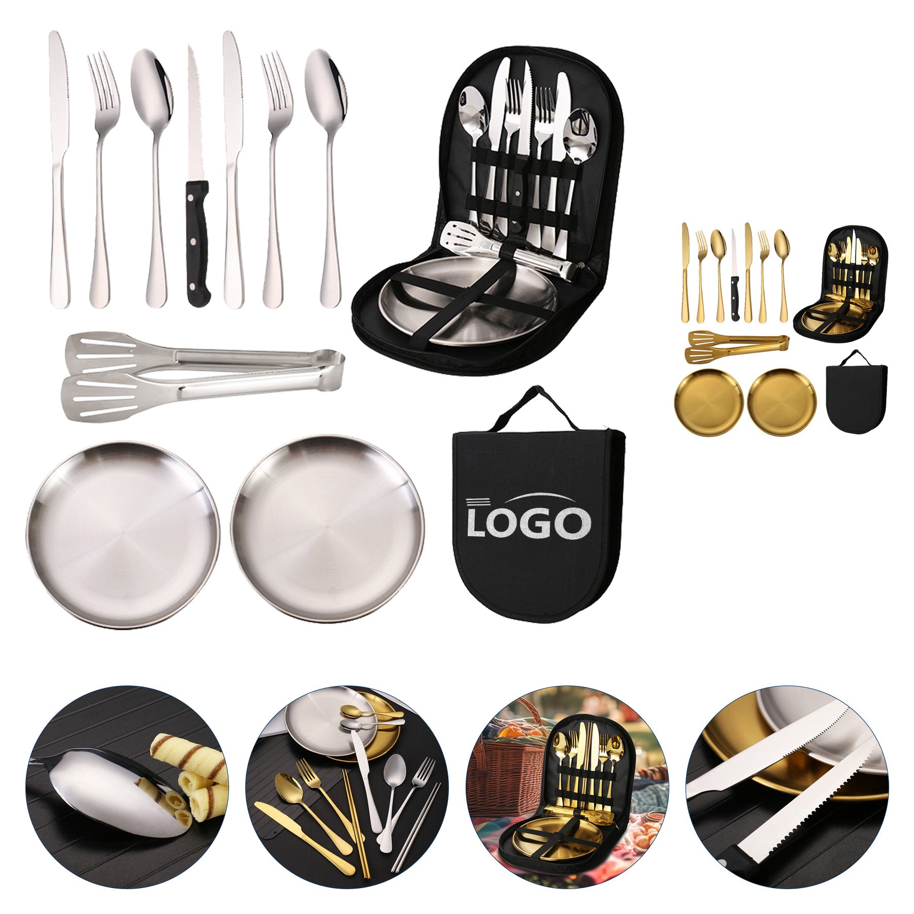 Outdoor Camping Silverware Set Flatware Organizer Cutlery Picnic Set
