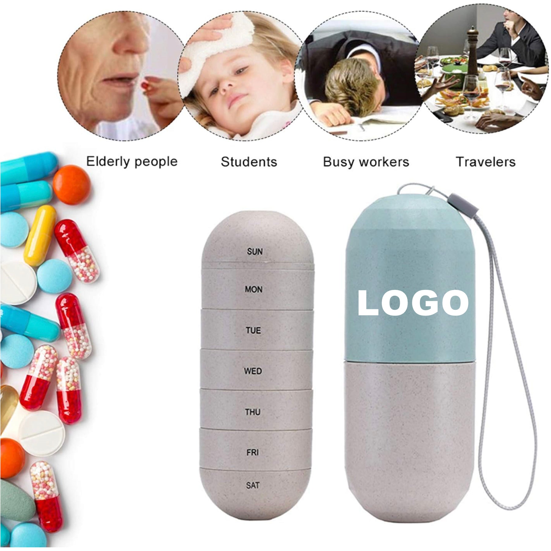 Waterproof 7-Day Pill Organizer For Travel
