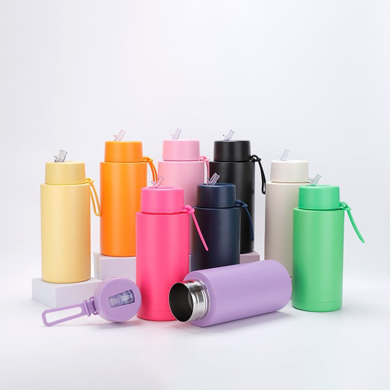 Stainless Steel Handle Straw Cup Thermos Cup