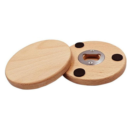 Bamboo Coaster Set With Bottle Opener