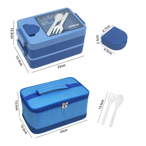 2-Layer Lunch Box With Sauce Box Matching Lunch Bag