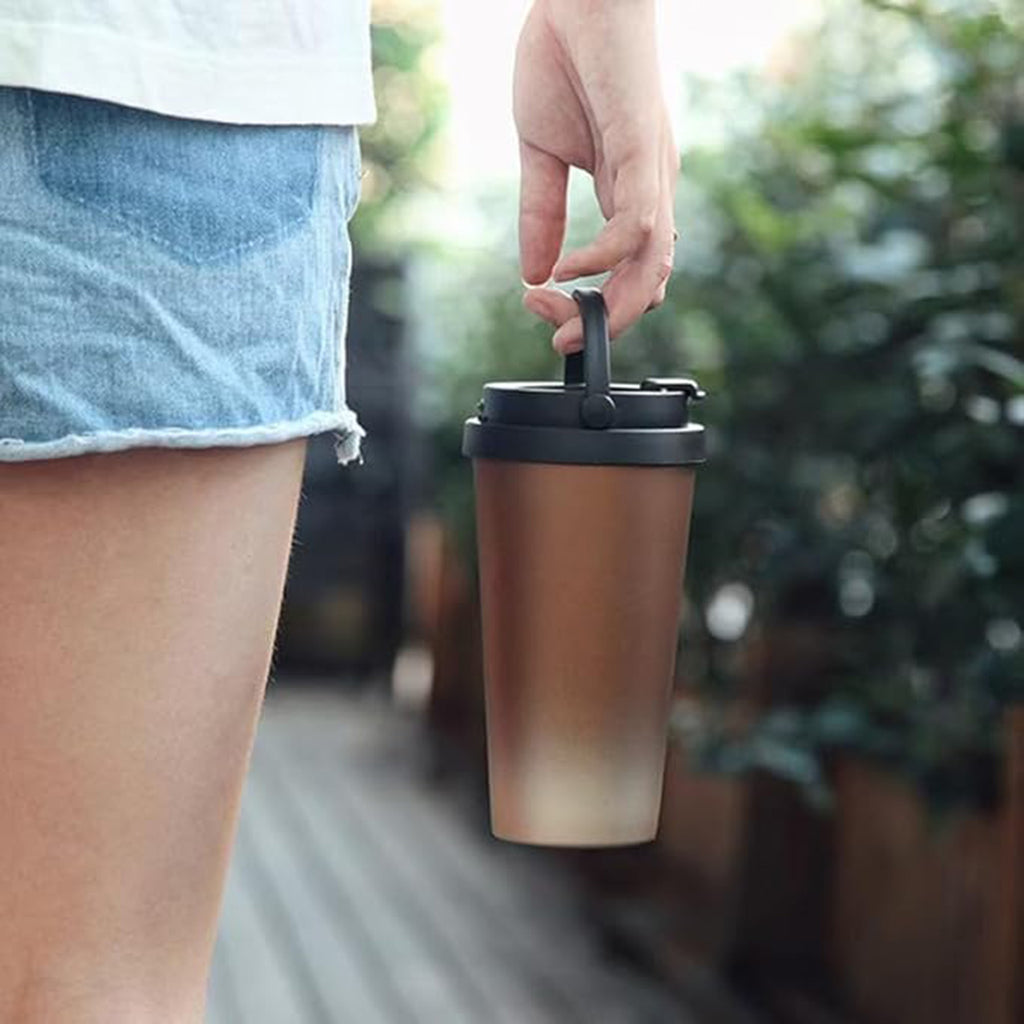 Stainless Steel Insulated Travel Coffee Mug With Handle