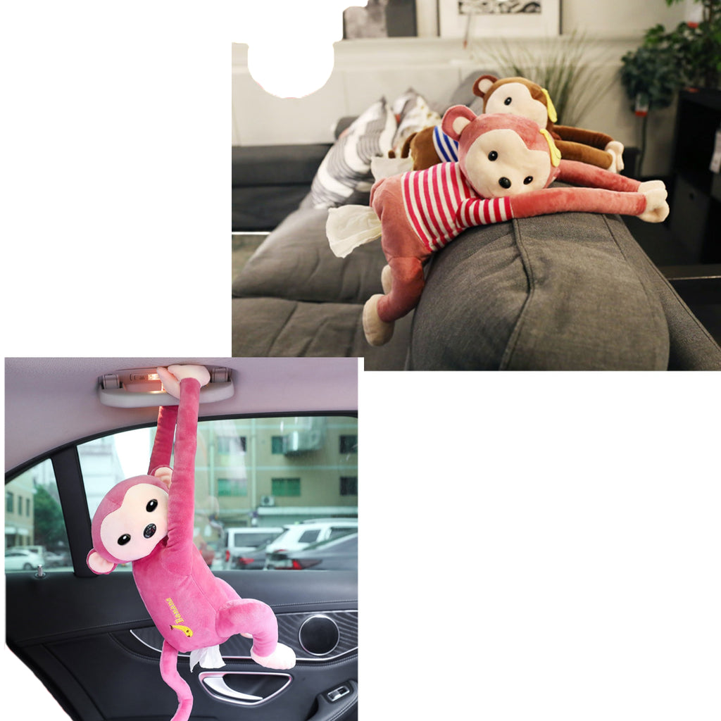 Pipi Monkey Plush In - car Tissue Box