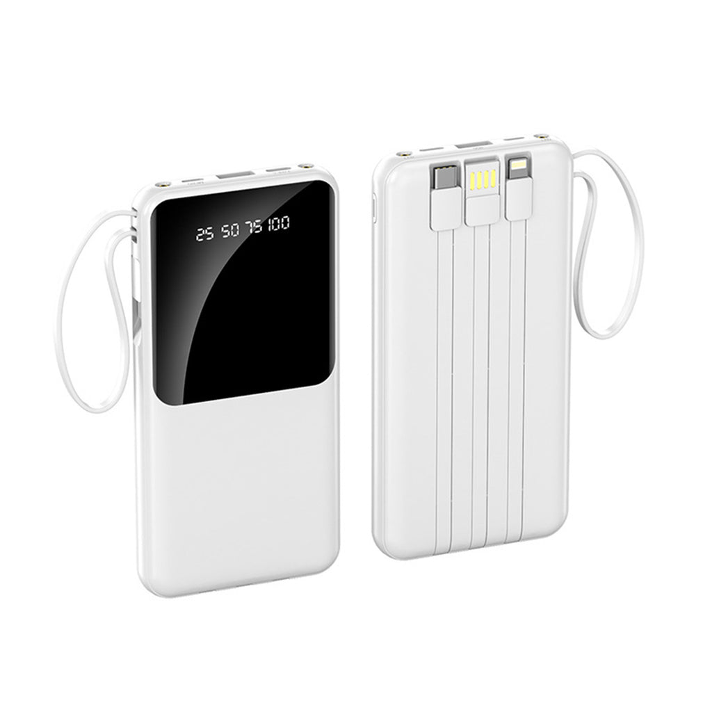 10000mAh Power Bank With Built-In Cables