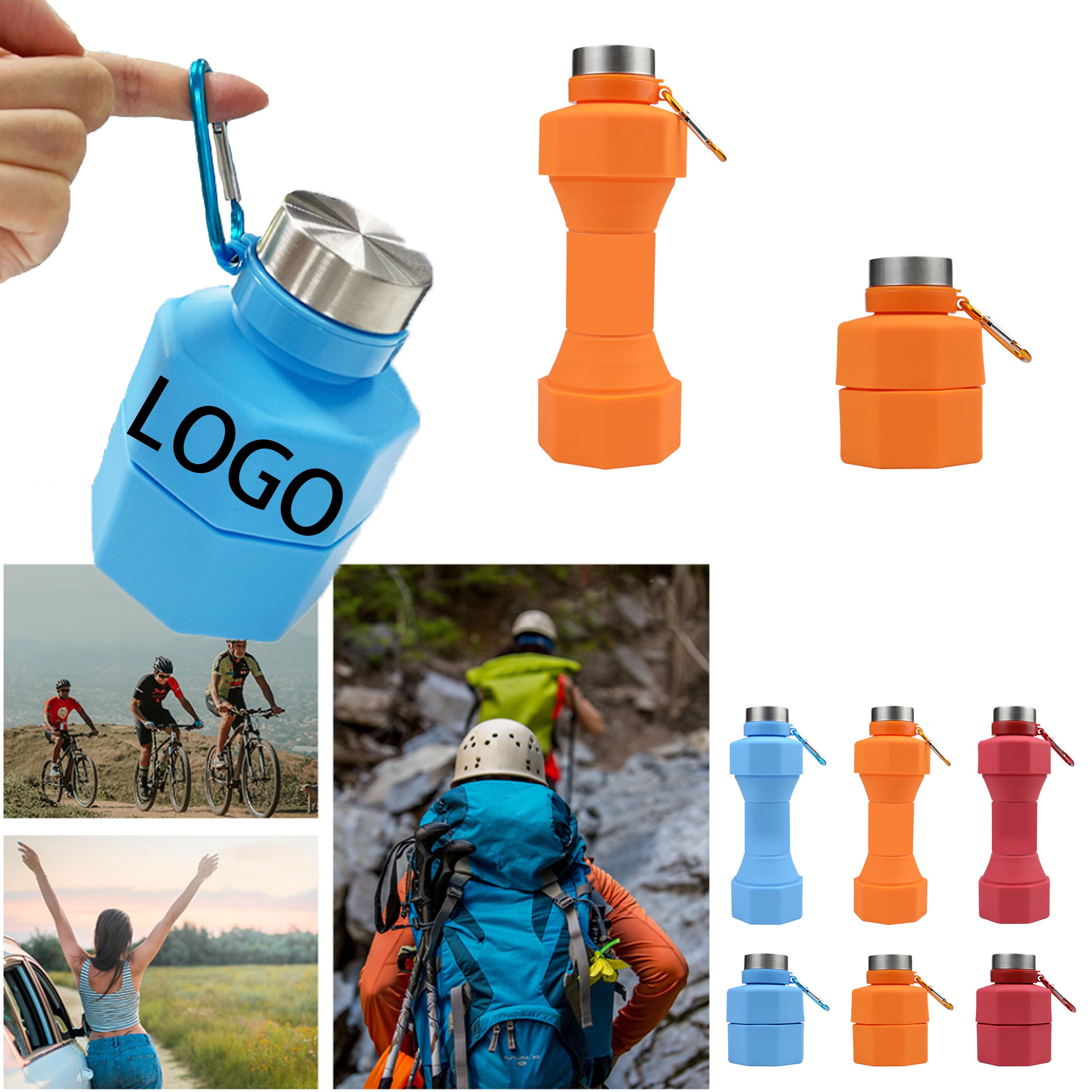 Dumbbell Shape Foldable Sports Squeeze Drink Bottles