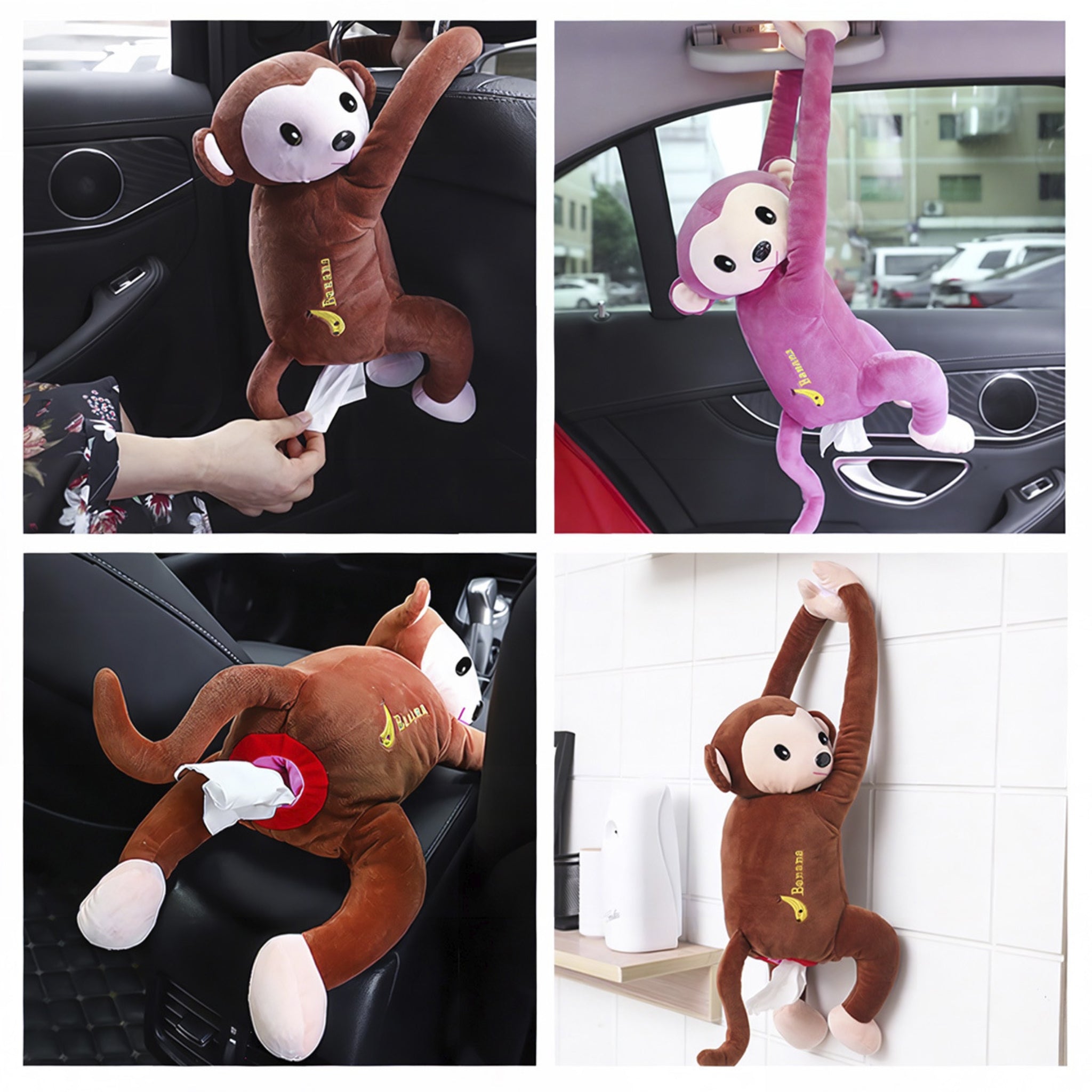 Pipi Monkey Plush In - car Tissue Box