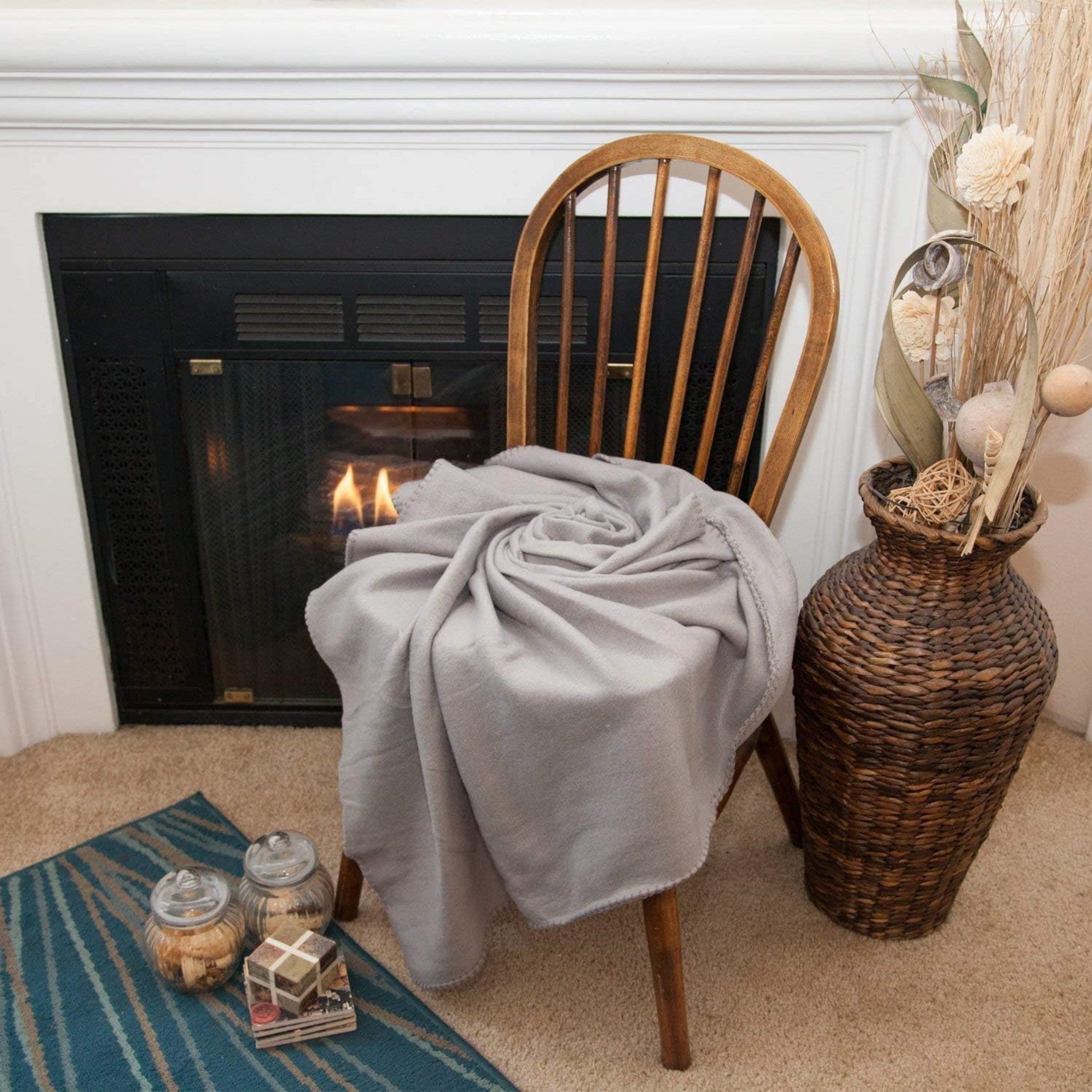 Soft Solid Color Double Sided Wool Blanket Hypoallergenic