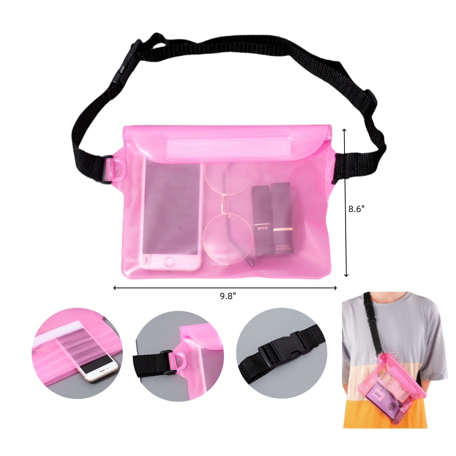 Large Waterproof Pouch With Adjustable Waist Strap