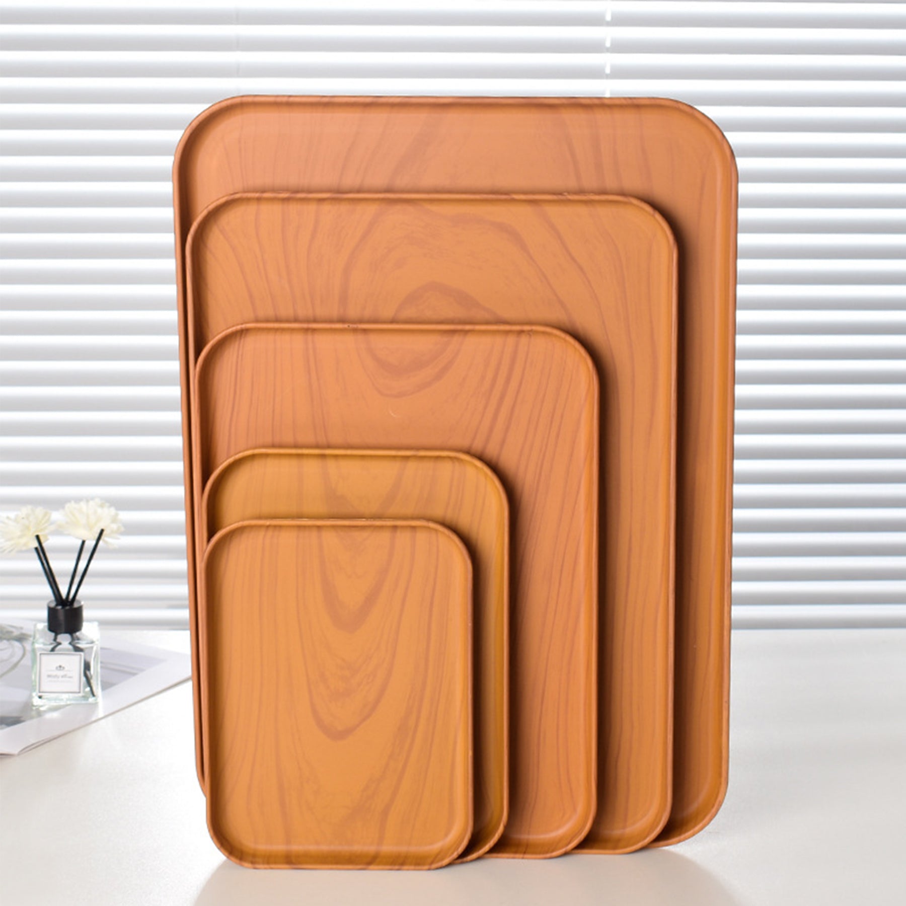 Wood Grain Plastic Tray