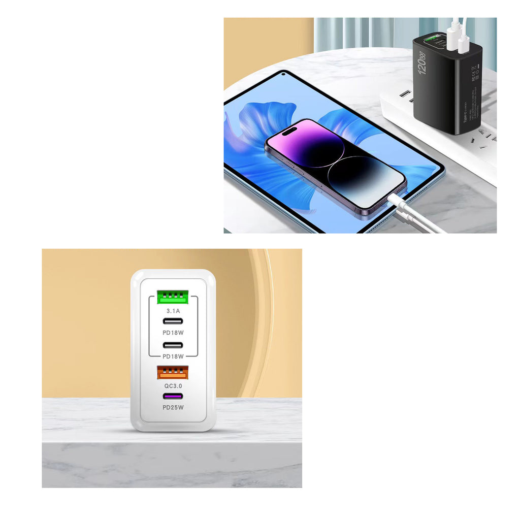 120W Phone Charger + 3-Port USB Adapter