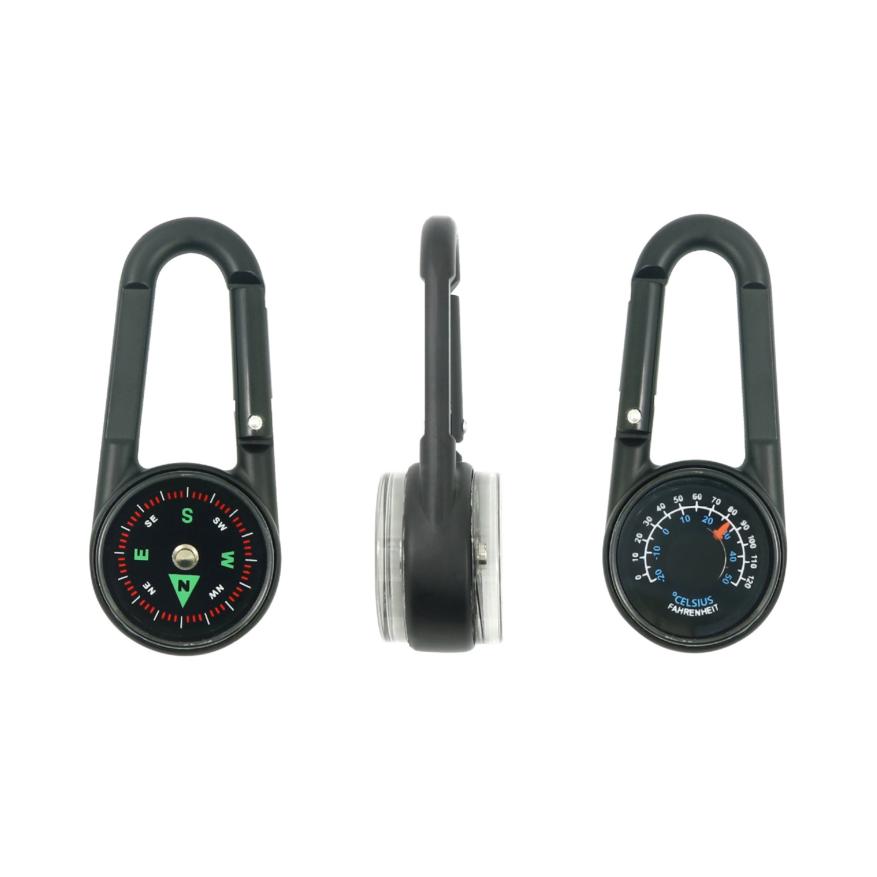 Zinc Alloy Double-Sided Carabiner Compass