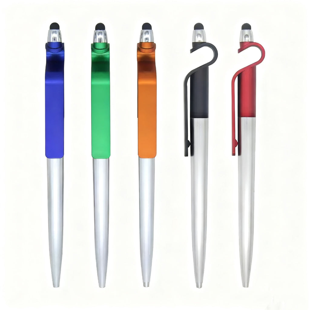 Plastic Rotary Function Pen With Phone Holder and Stylus