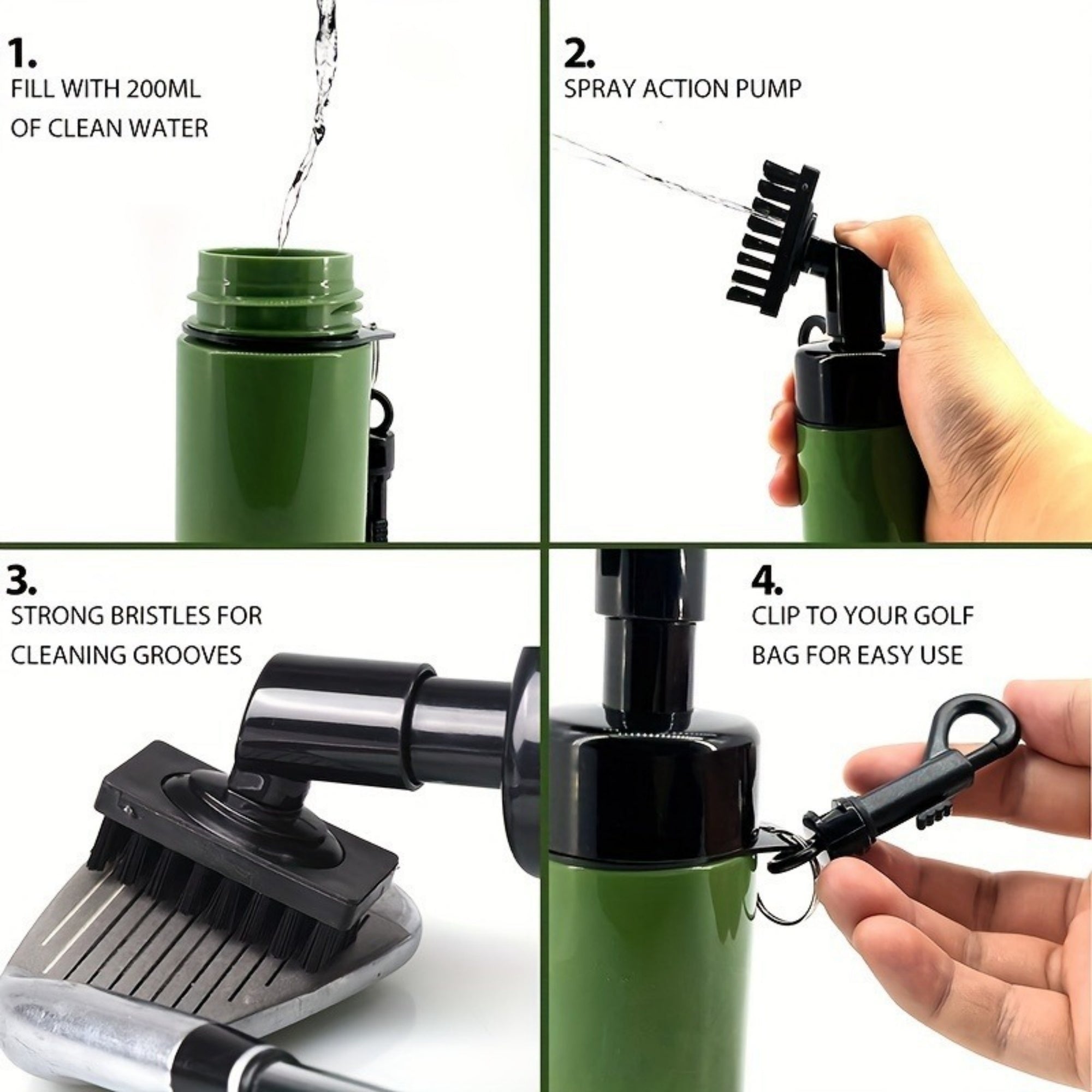 Golf Accessories Tool Nylon-Bristles Head Squeeze Bottle Golf Club Water Cleaning Brush