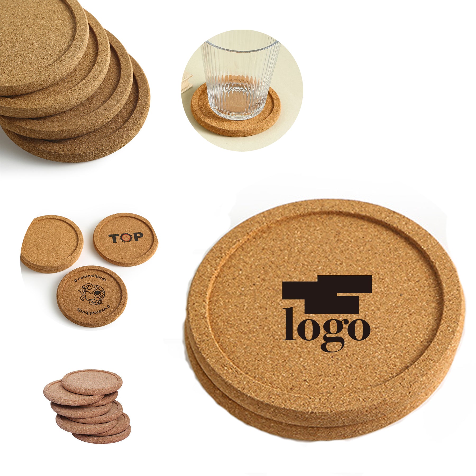 Simple Concave Convex Cork Circular Coaster