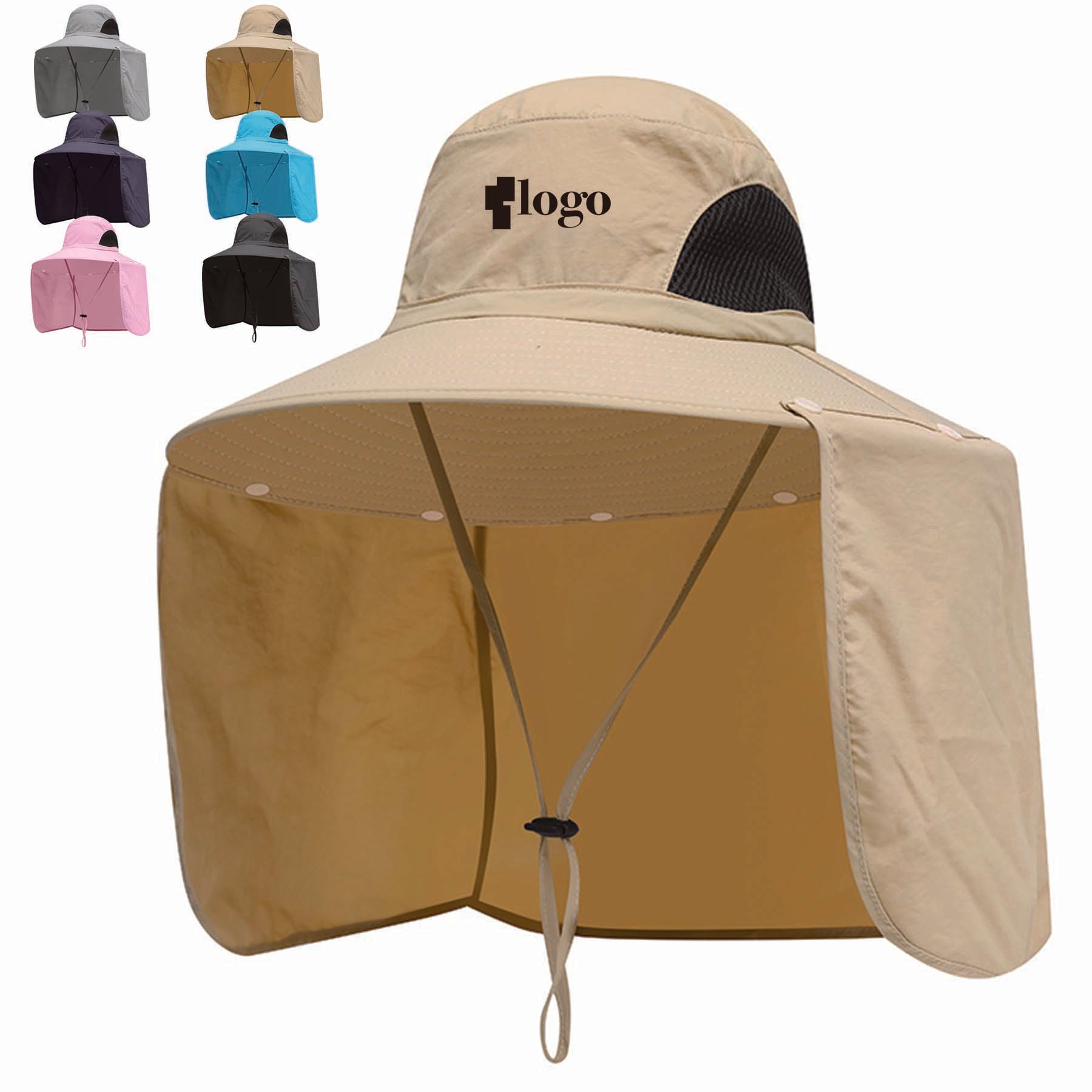 Wide Brim Sun Cap With Neck Flap Cover Upf 50+