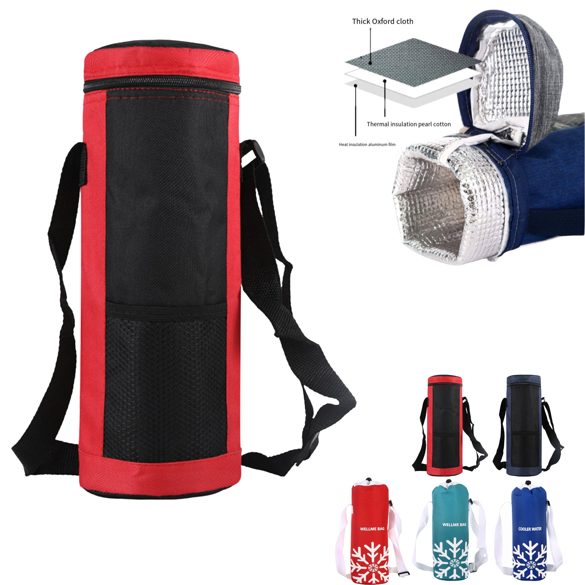 Insulated Aluminum Foil Crossbody Bottle Cup Holder