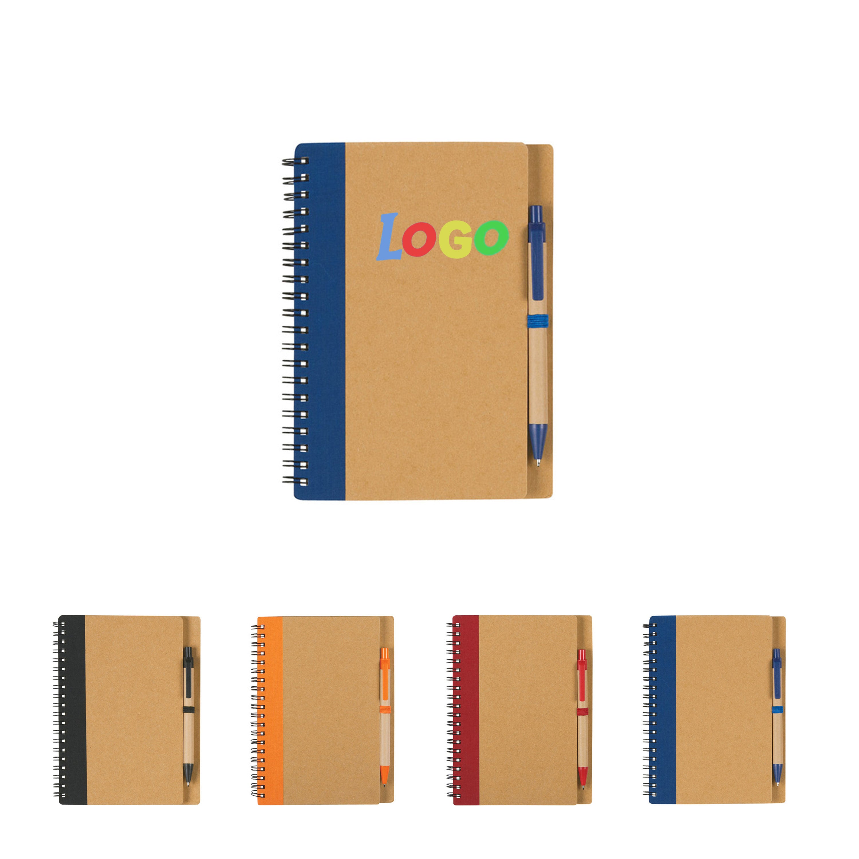 Eco-Friendly Spiral Notebook With Pen – Recycled Kraft Cover