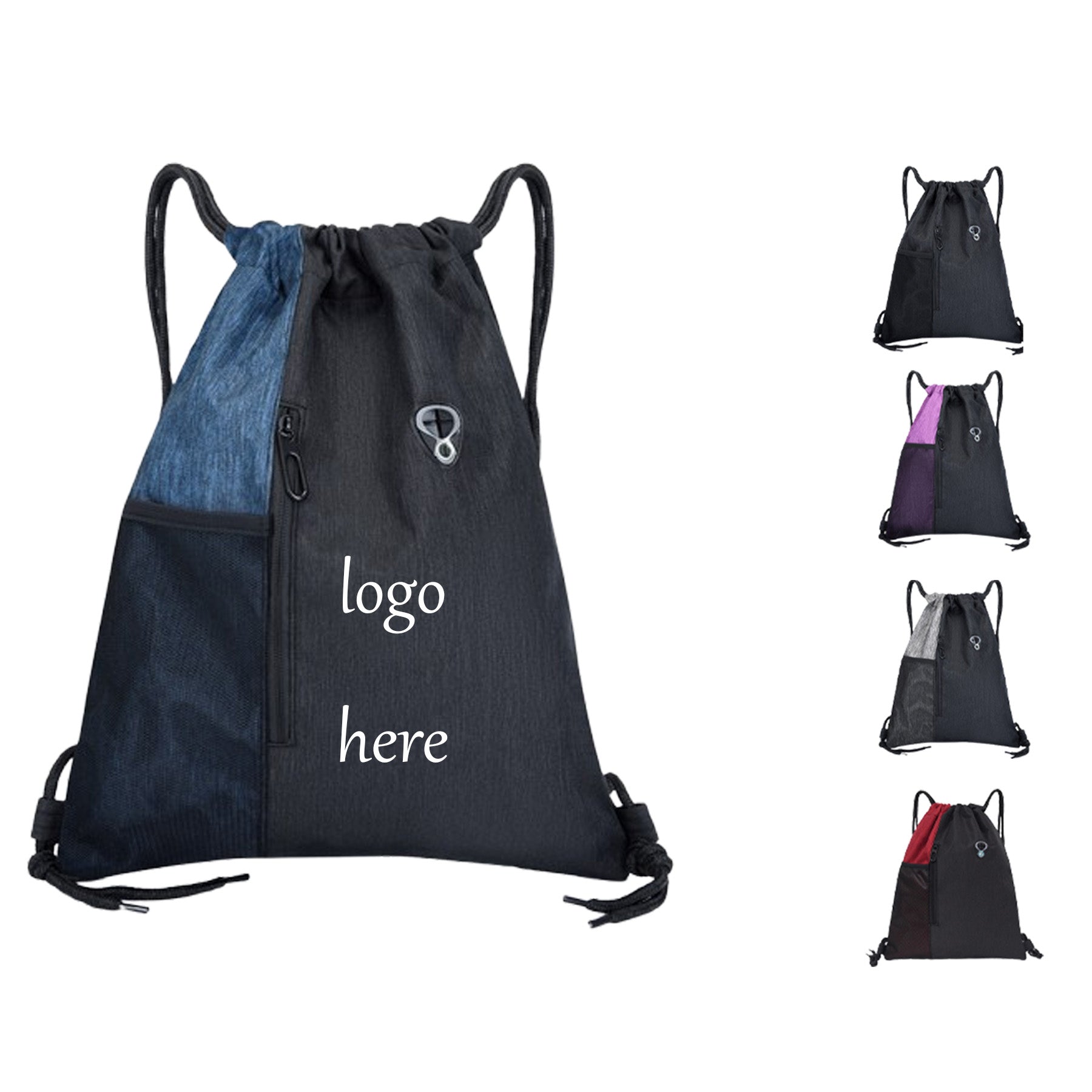 Drawstring Backpack With Mesh And Zipper