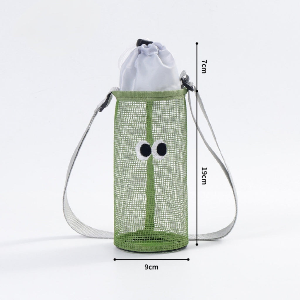 Drawstring Lock Bottle Carrier Adjustable Crossbody Mesh