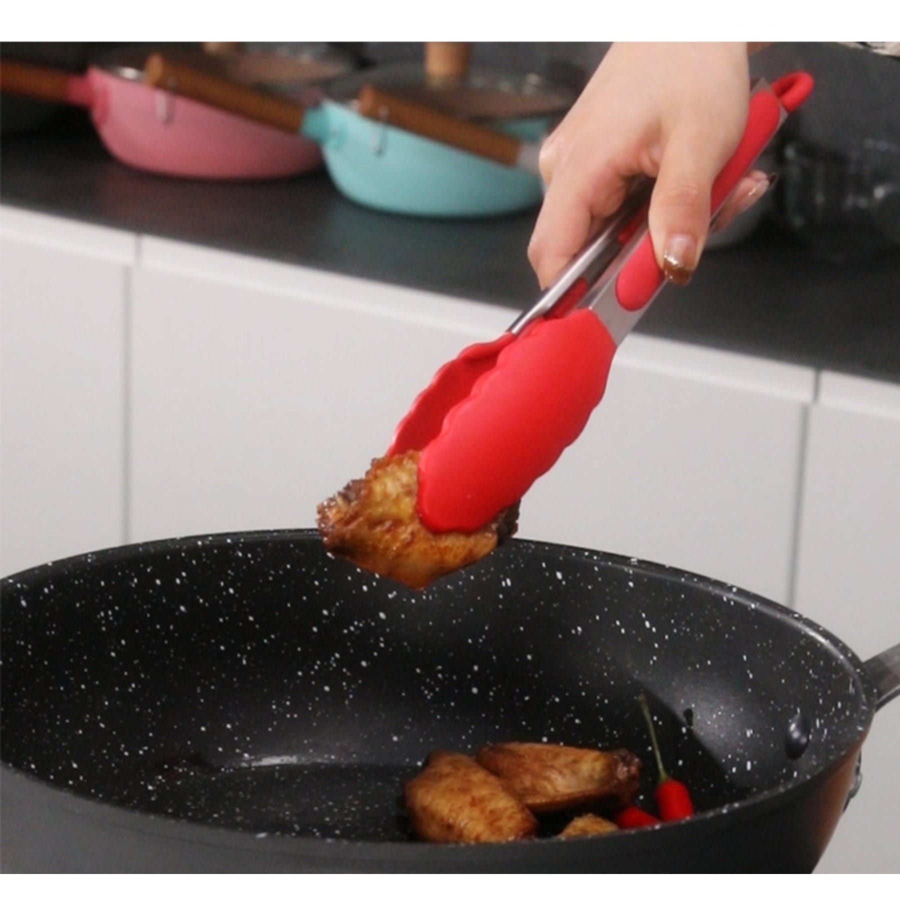 Kitchen Silicone Tongs With Silicone Hanging Hole