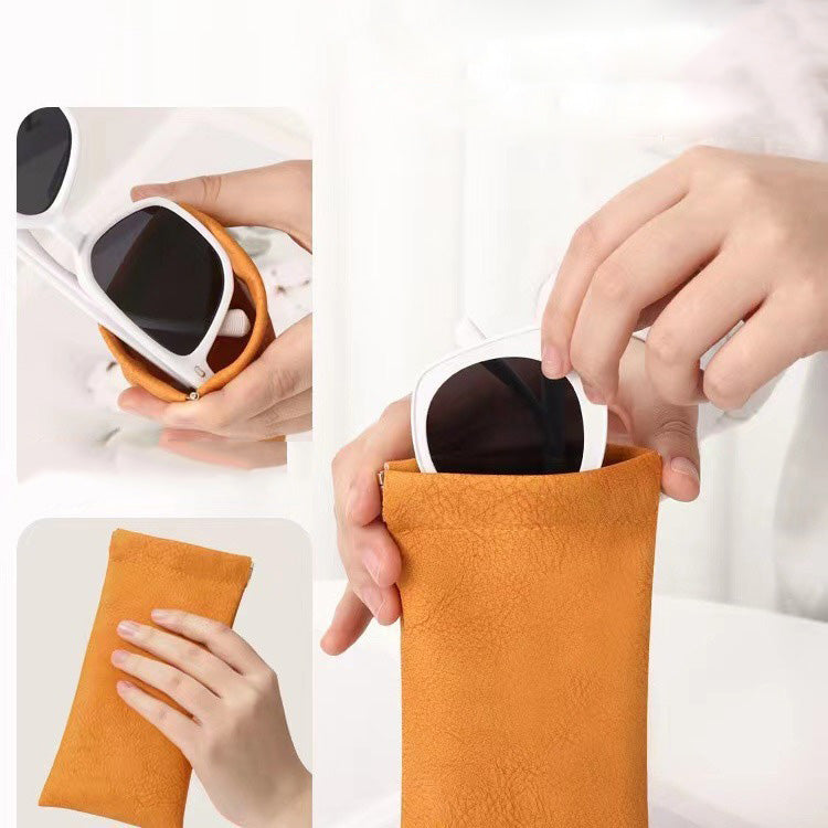 Leather Top Squeeze Sunglasses Pouch