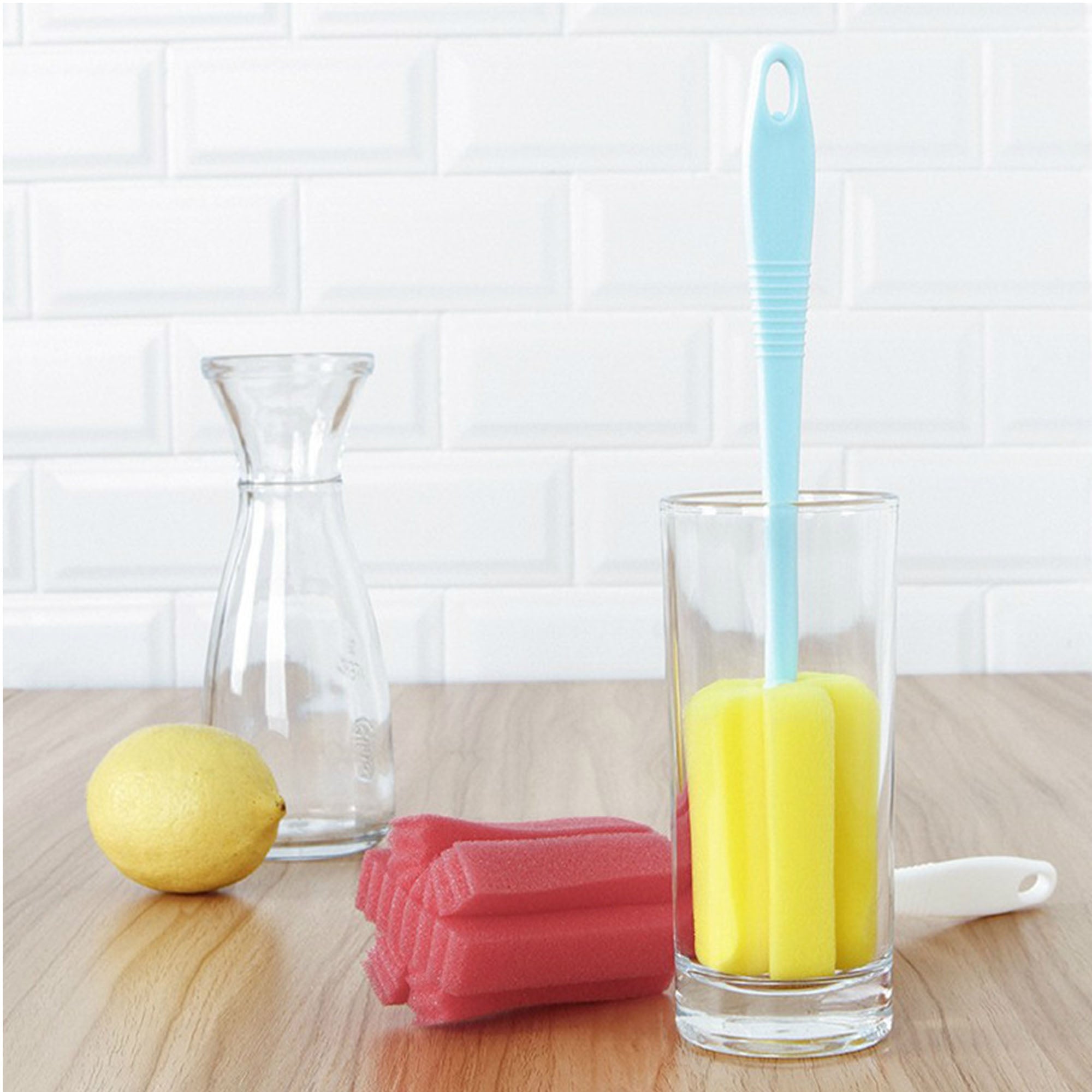 Long-Handled Sponge Bottle Cleaning Brush