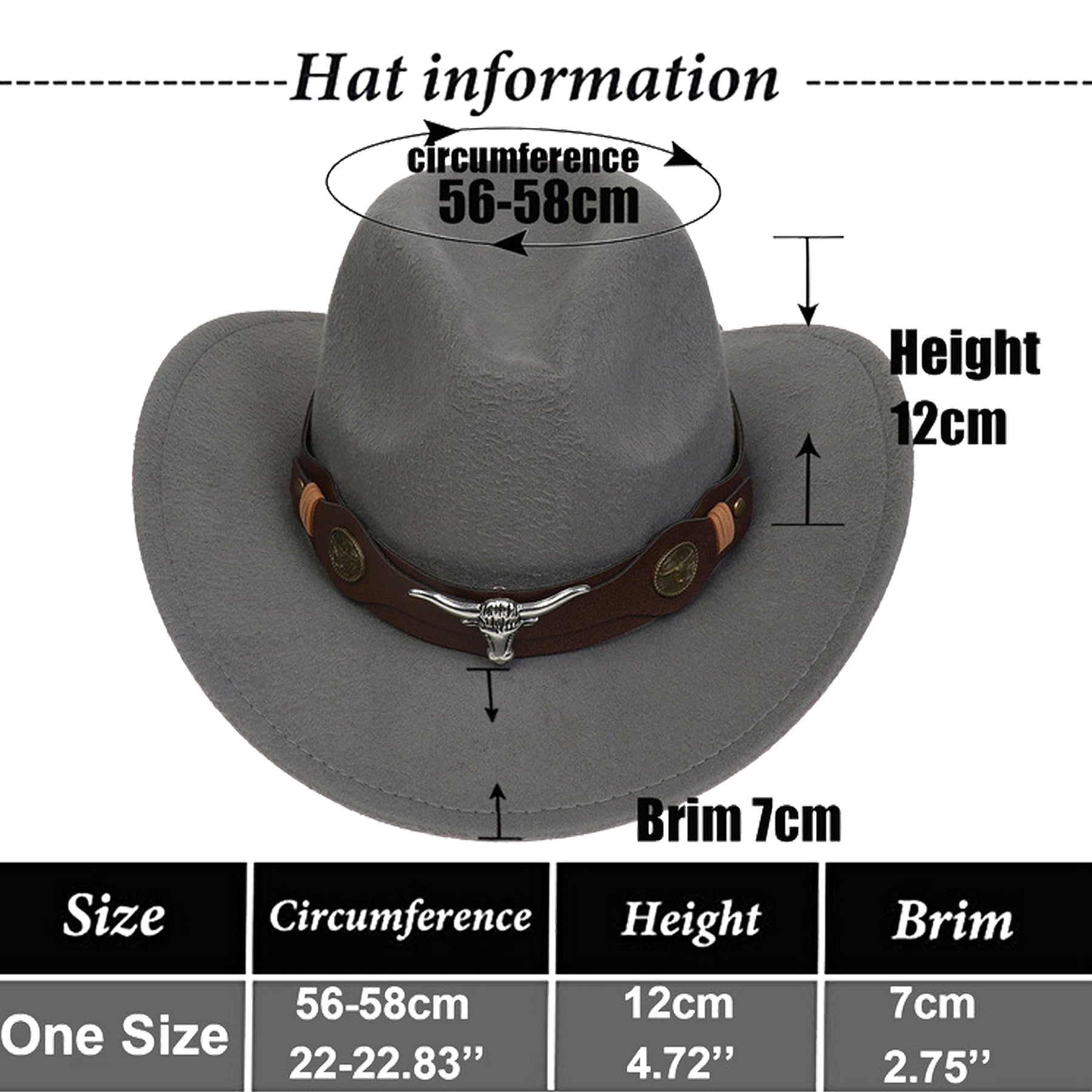 Western Classic Cow Head Chain Curved Jazz Hat