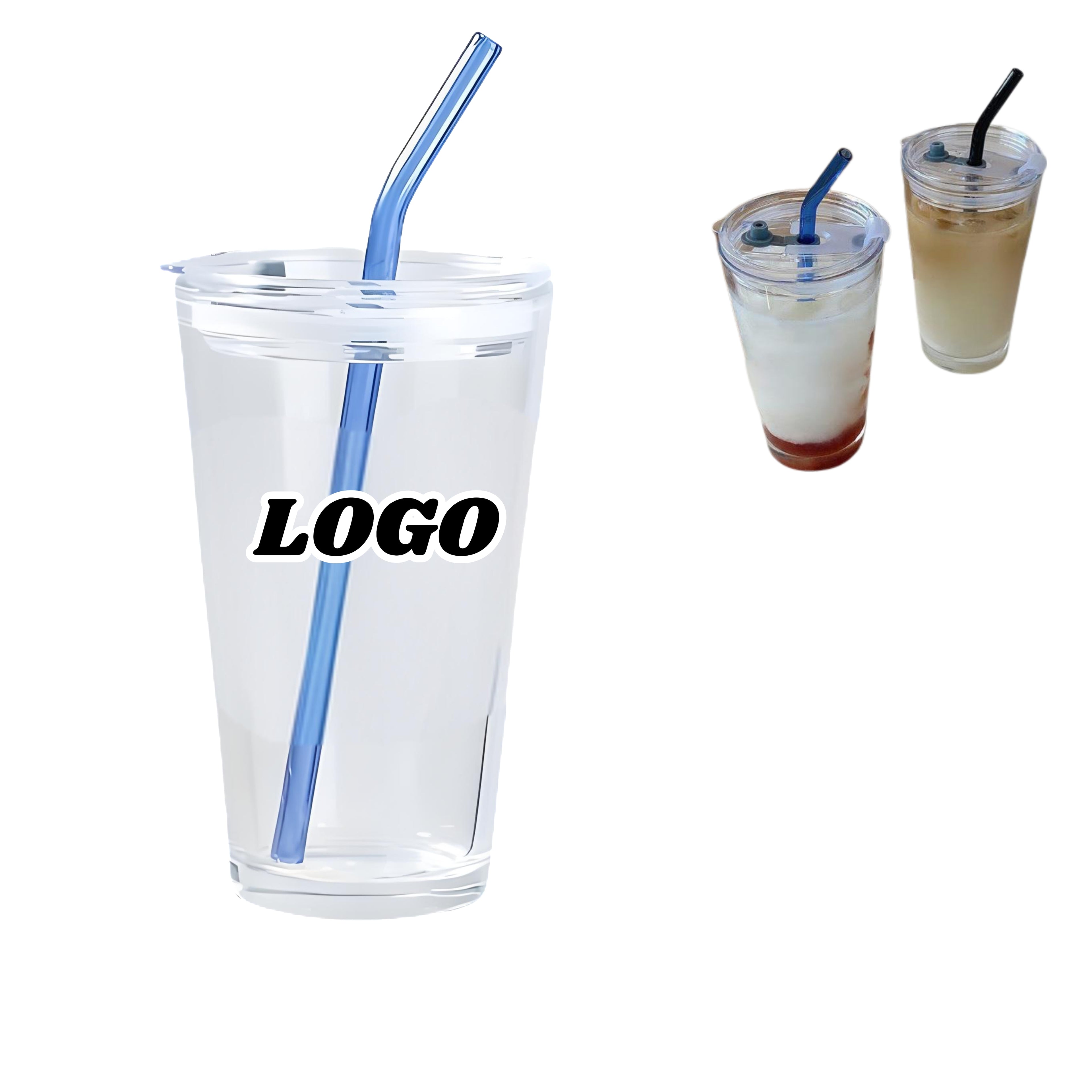 Straight Cylinder Straw Cup With Lid