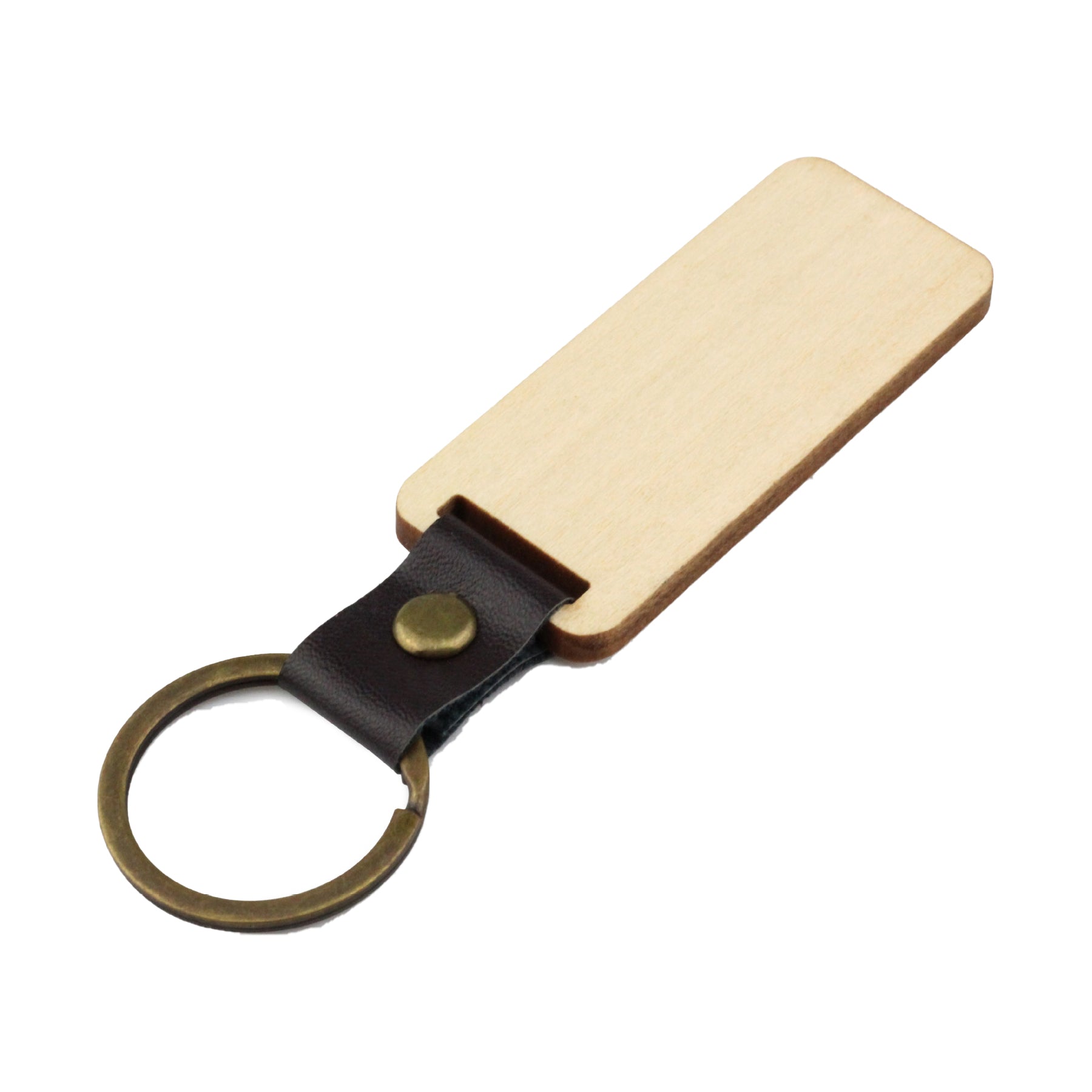 Wooden Keychain With Engraved Charm