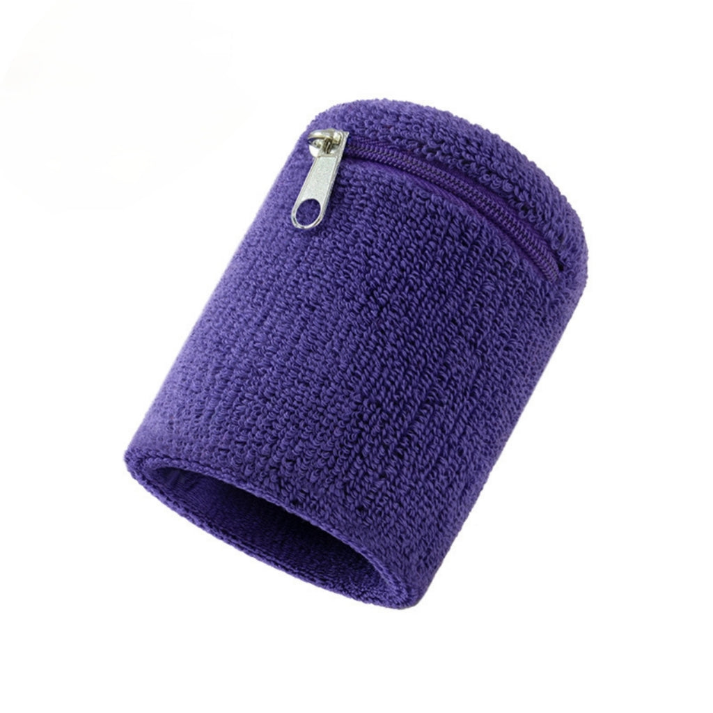 Zipper Sweat Wristband Pocket Tennis Gym Support