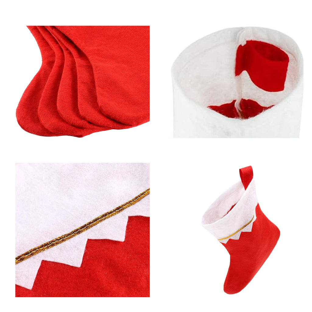Felt Christmas Stockings With Golden Trim