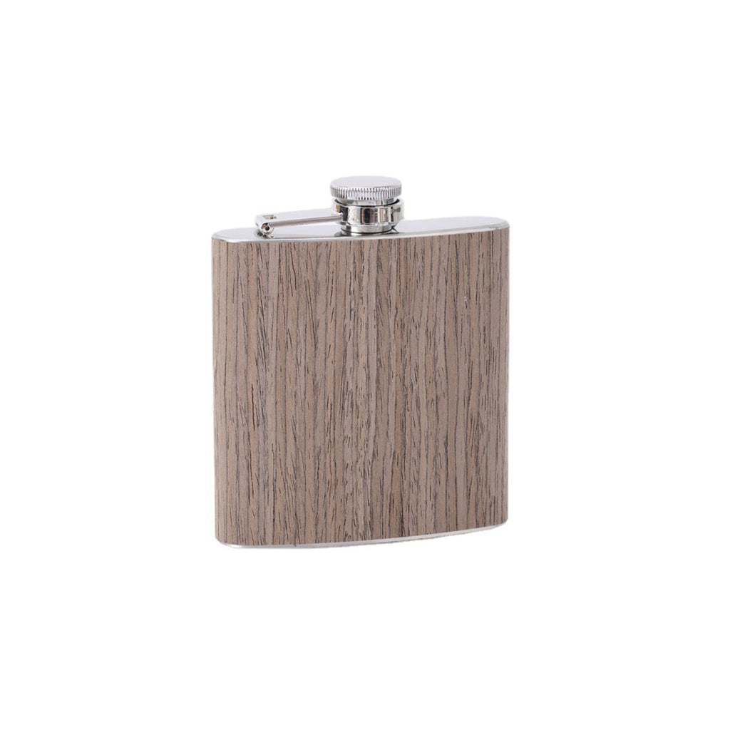 Stainless Steel Hip Flask With Wood Grain Finish
