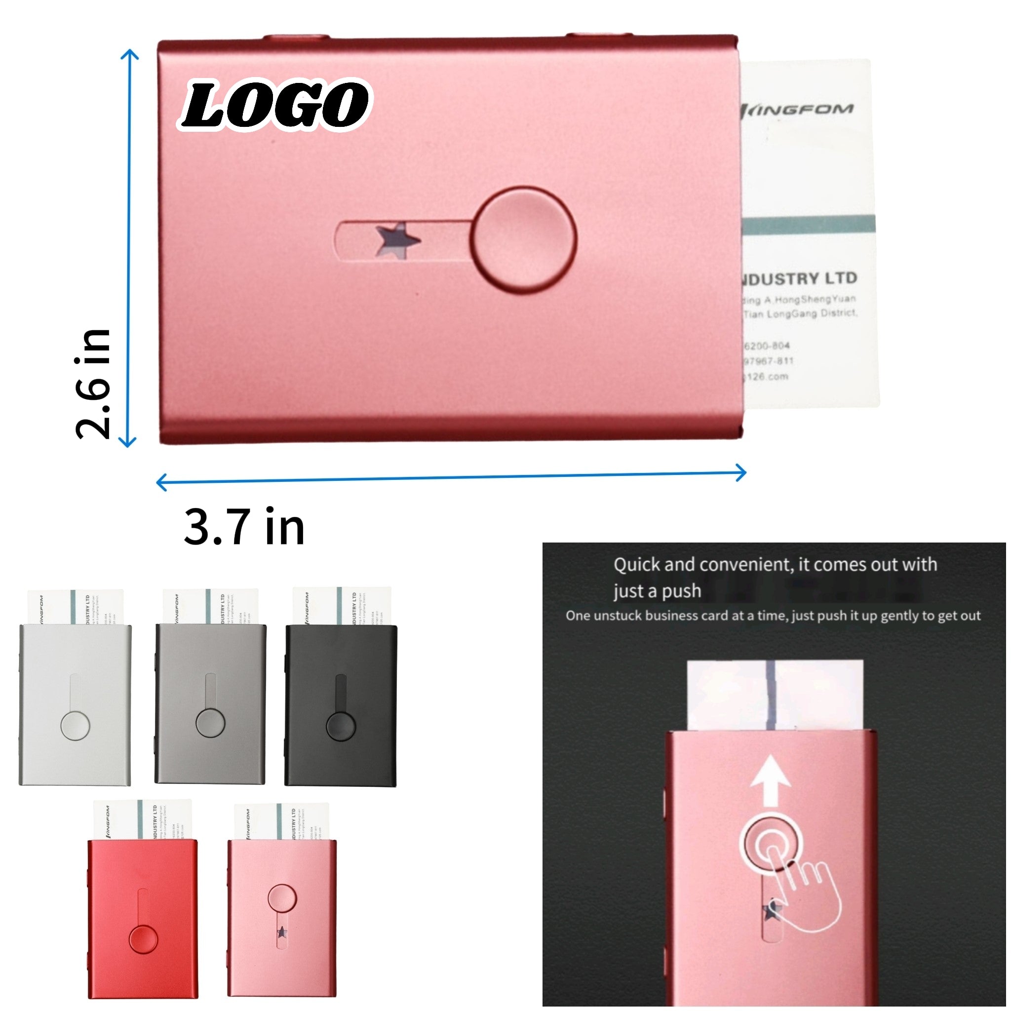 Portable Push Release Metal Business Card Holder