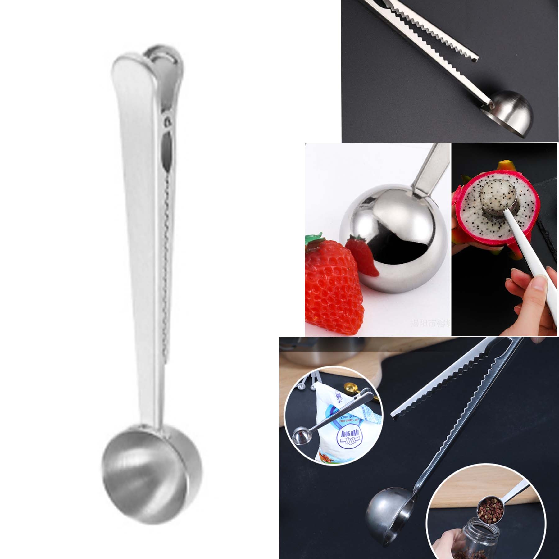 Food Grade Stainless Steel Coffee Spoon With Clip
