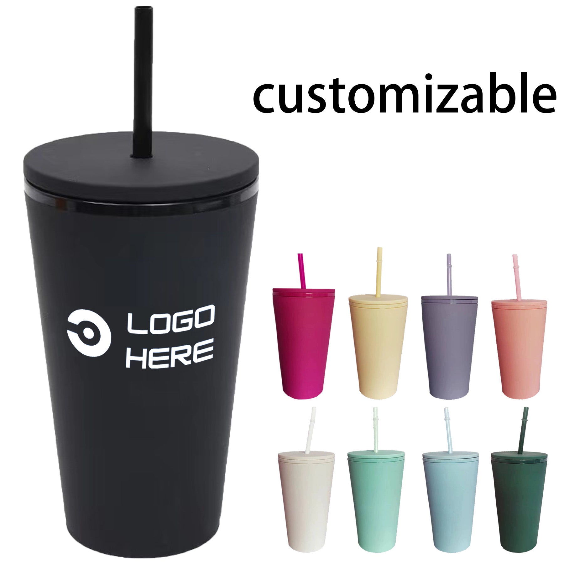 American Style Plastic Tumbler With Lid And Straw