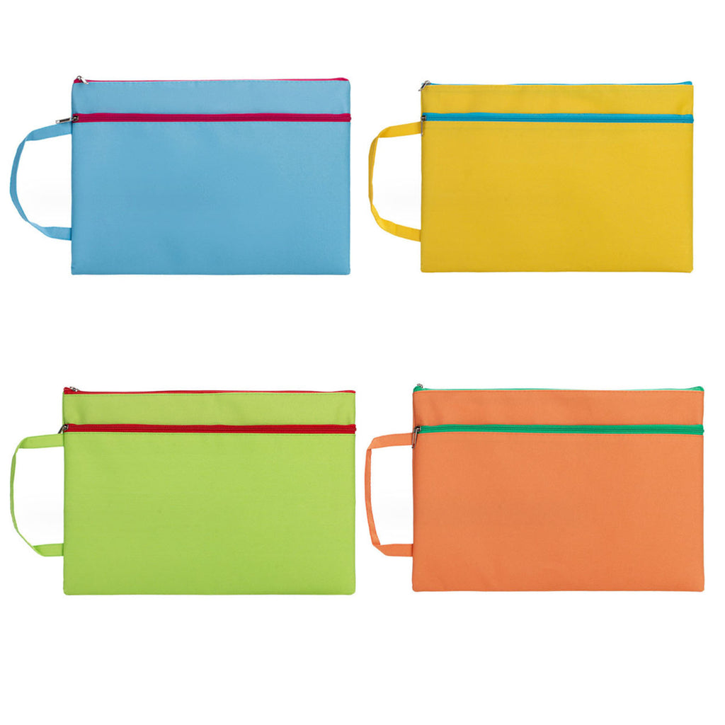 Portable A4 Handle Zipper File Bags All Over Printing