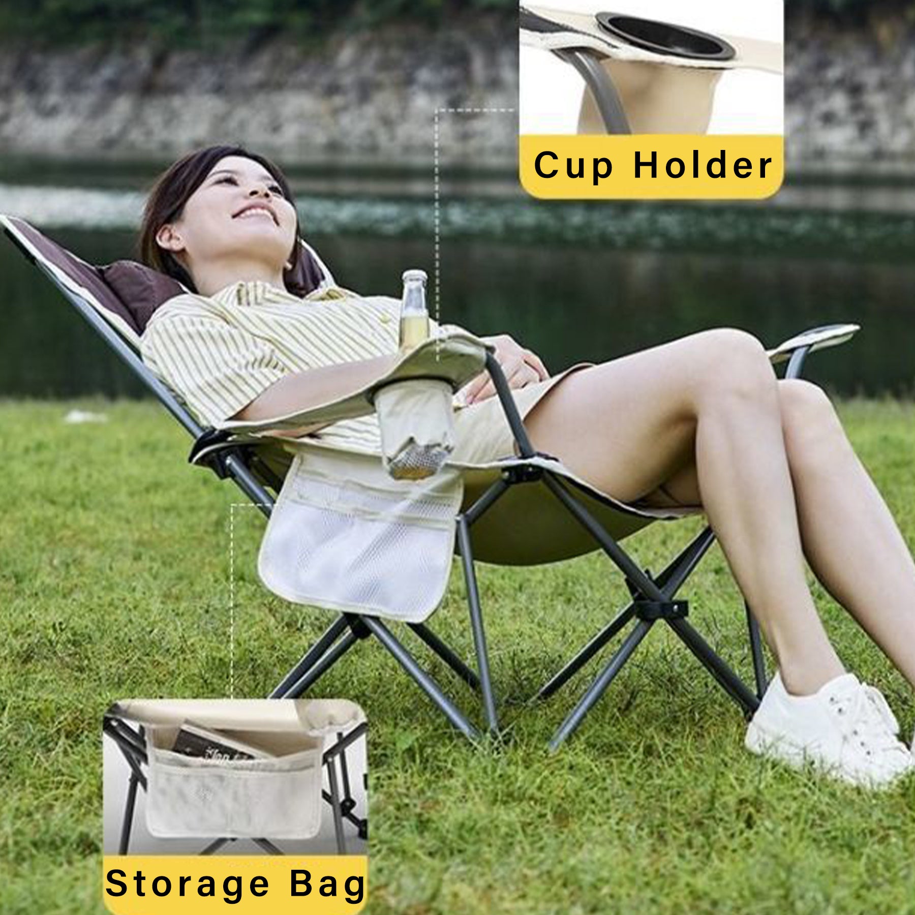 Outdoor Camping Fishing Office Rest Lounge Chair With Bag