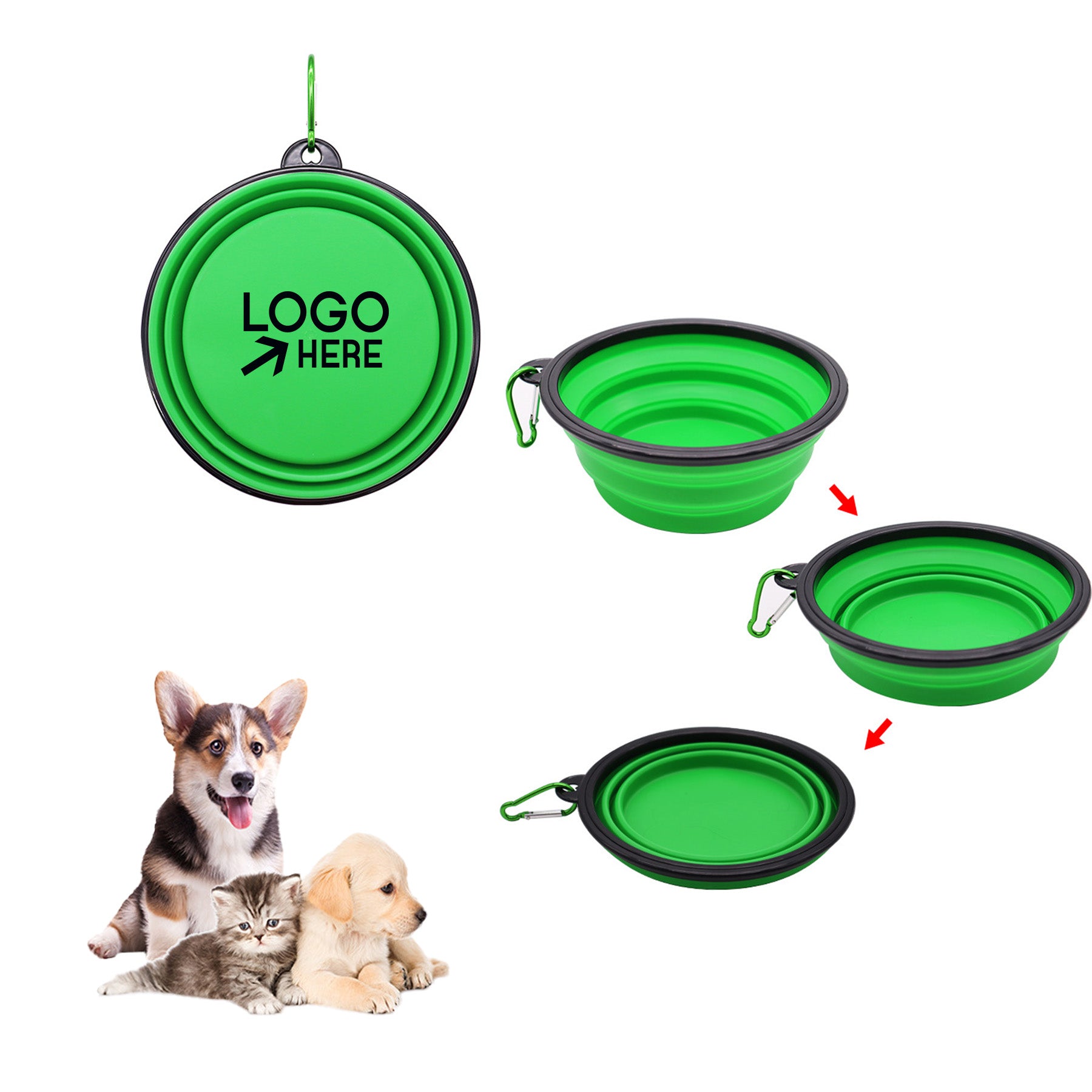 Folding Dog Bowls with Carabiner