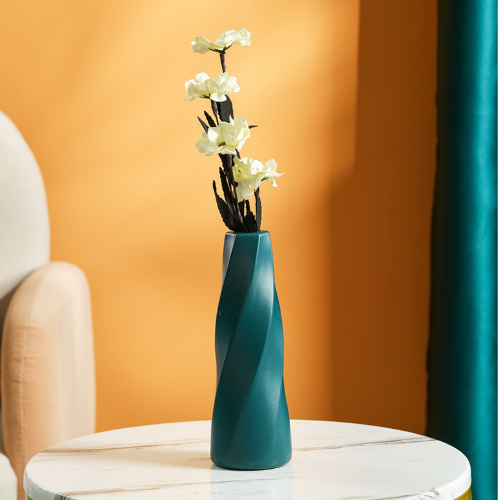 Scandinavian Ceramic Look Plastic Vase Moody Tones Decor