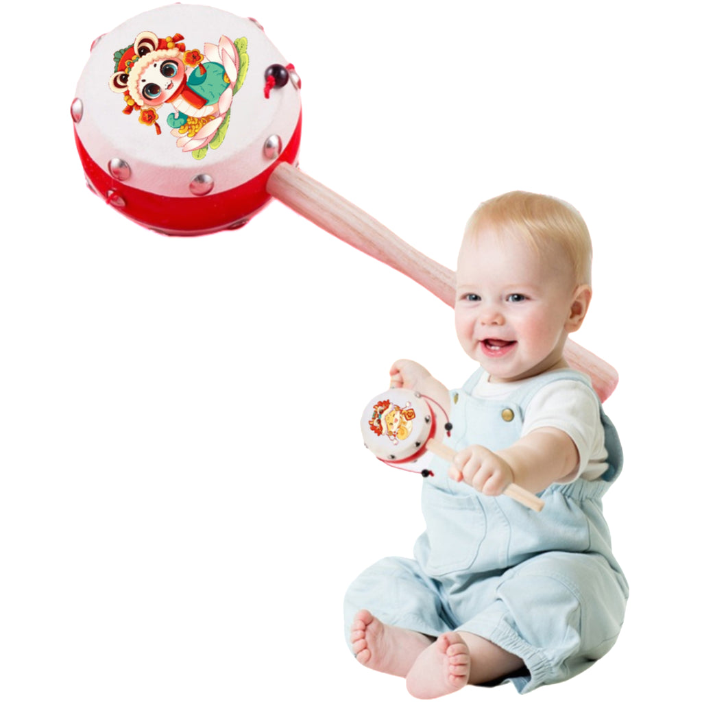 Wooden and Sheepskin Rattle