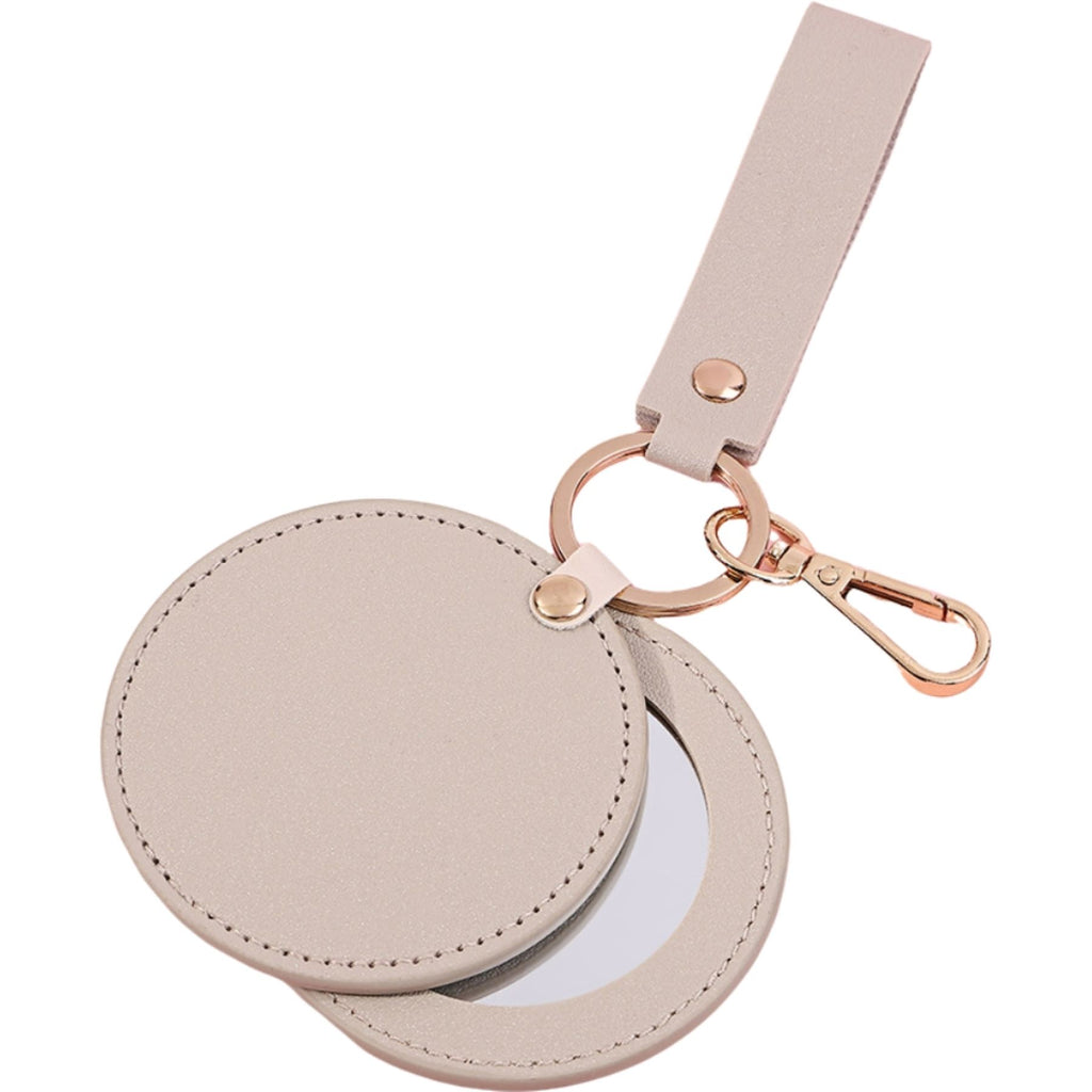 Round Leather Mirror Keychain