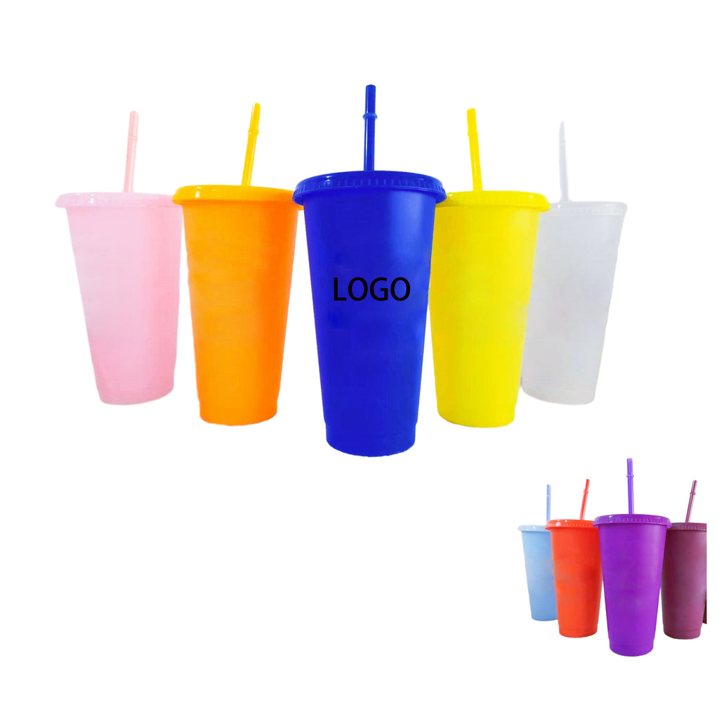 24oz Drinking Cups with Lid and Straw