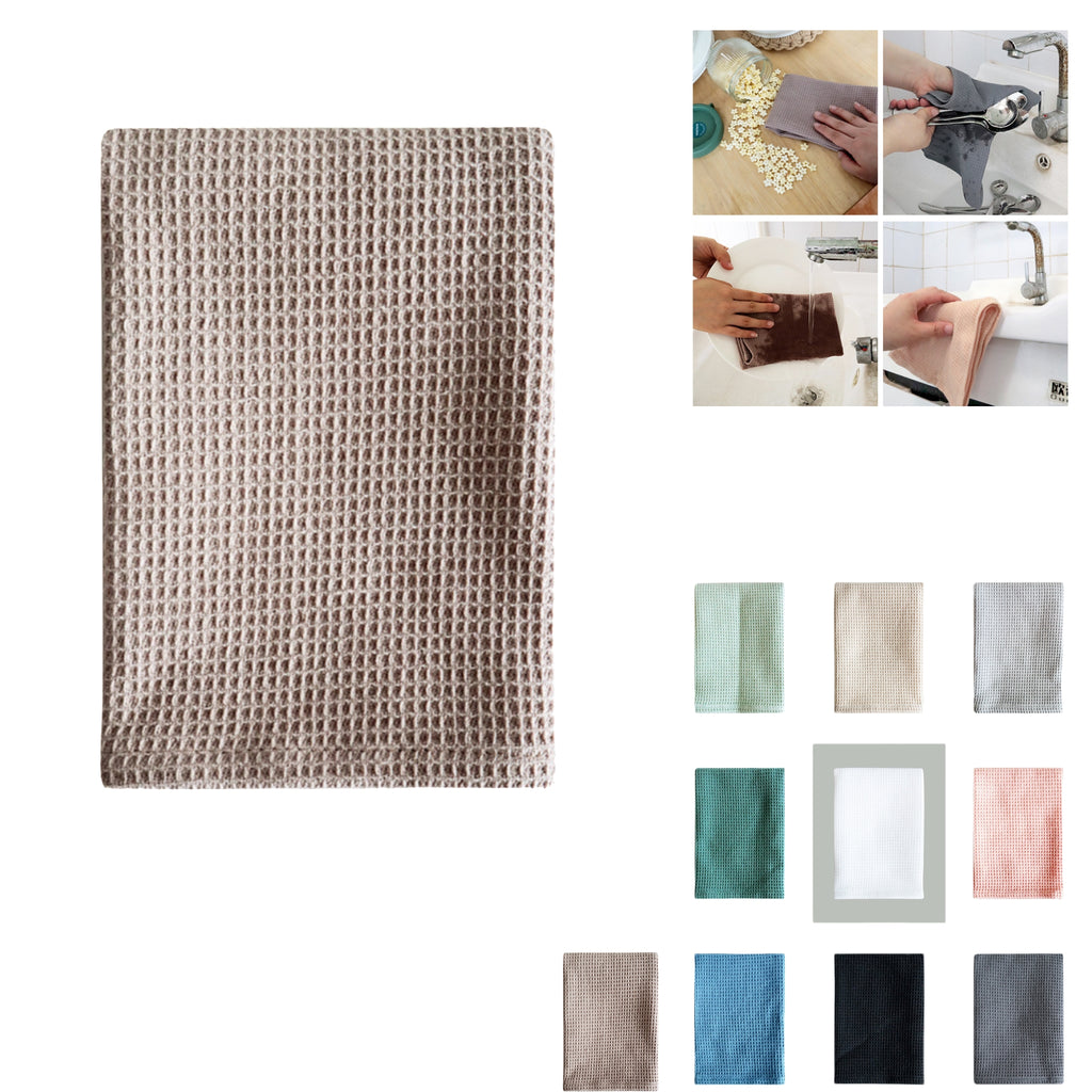 Cotton Waffle Dish Towels Scrub Kitchen Cloth Solid Color
